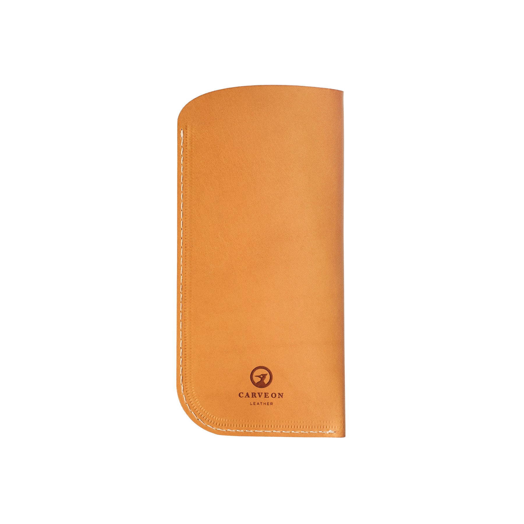 Tan full-grain leather glasses case, flat lay — personalised — CarveOn, made in Ireland#Color_Tan