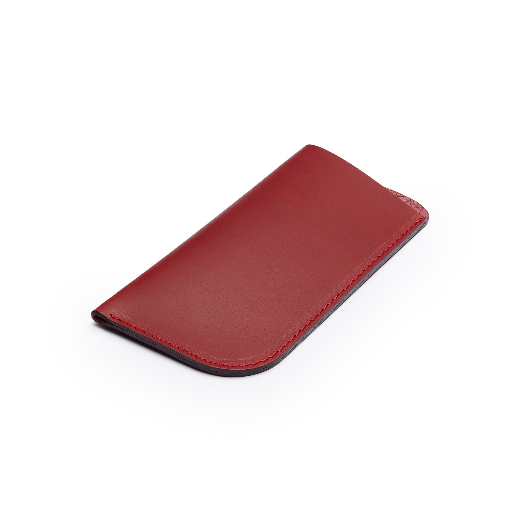 Burgundy full-grain leather glasses case, flat lay, angled view — personalised — CarveOn, made in Ireland#Color_Burgundy