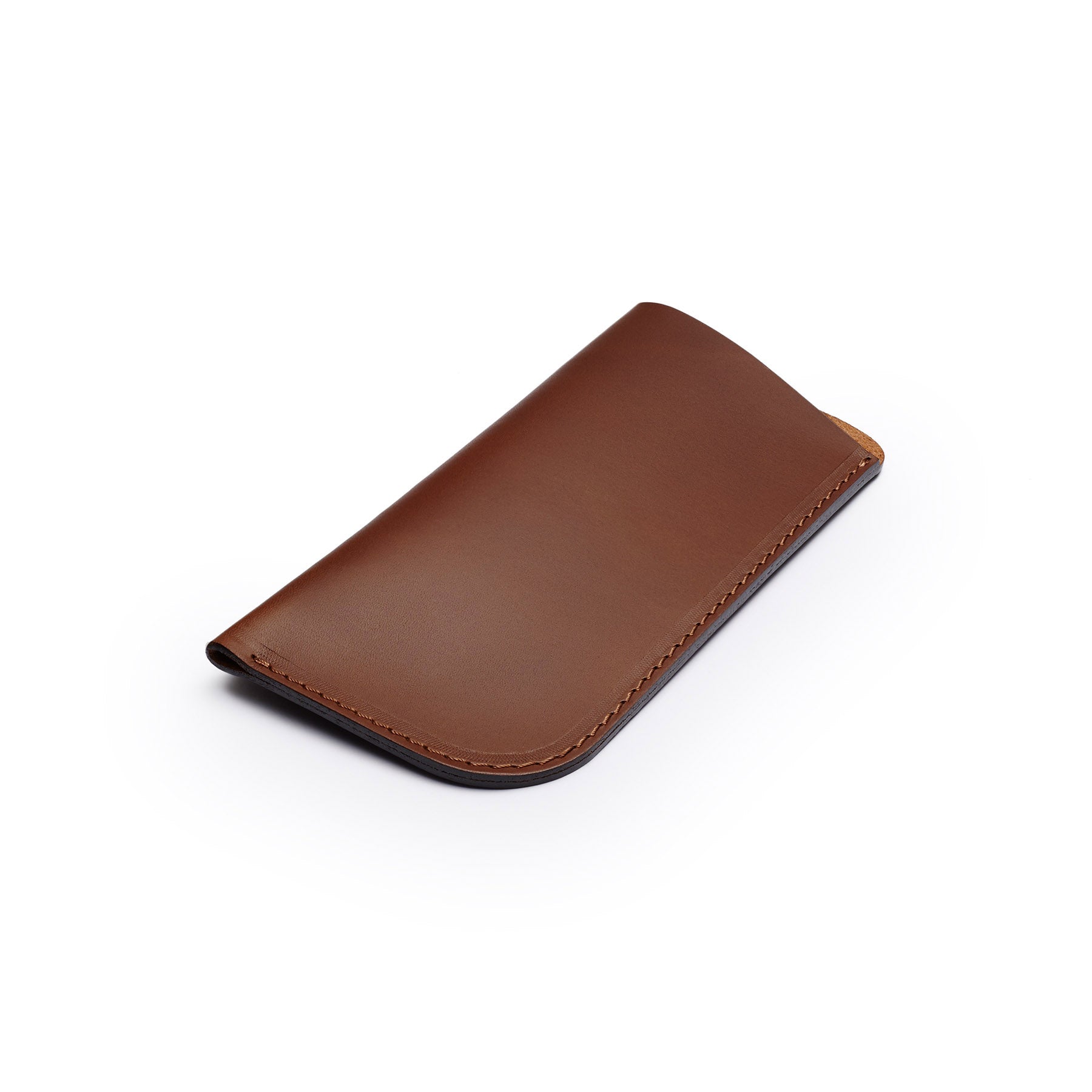 Dark Brown full-grain leather glasses case, flat lay, angled view — personalised — CarveOn, made in Ireland#Color_Dark Brown