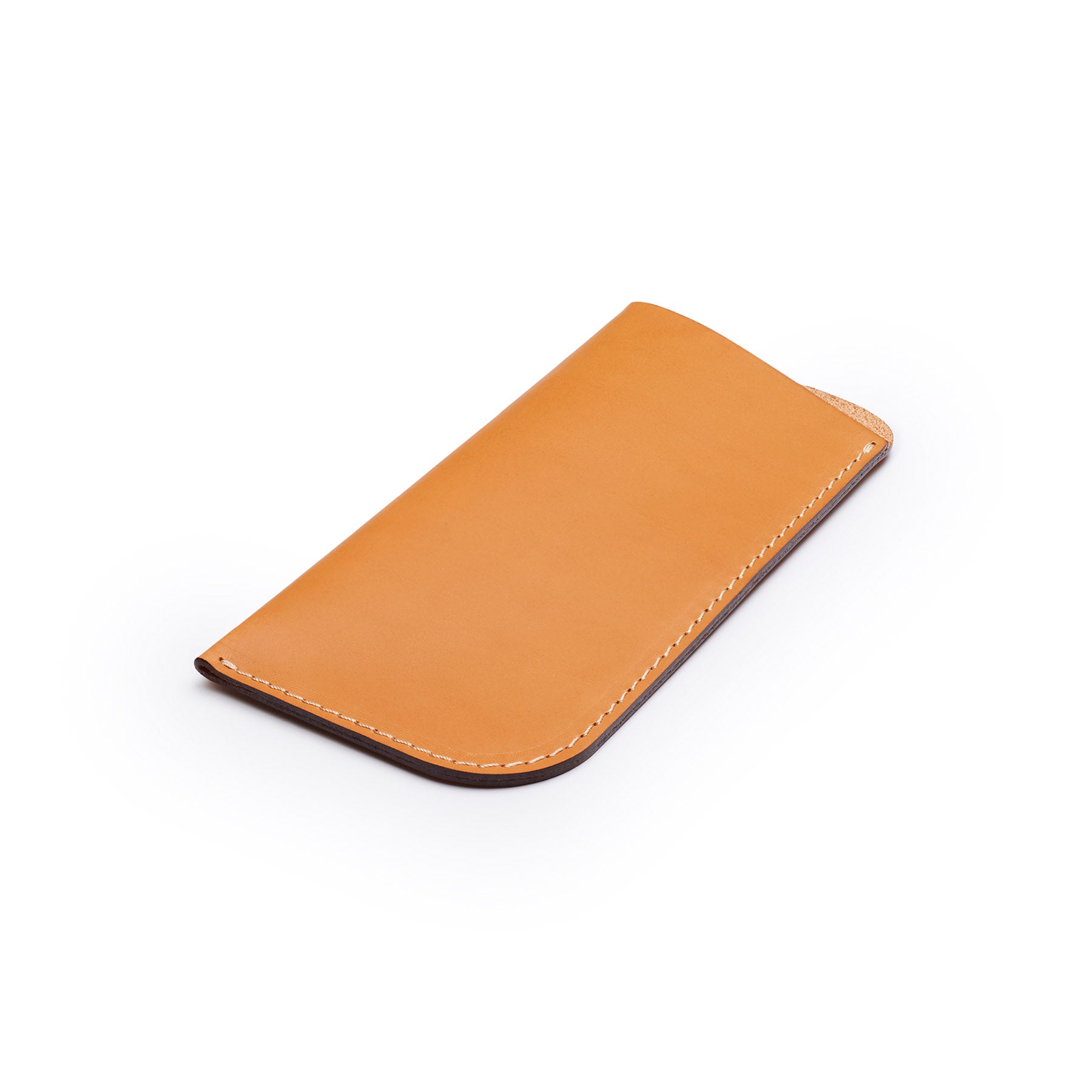 Tan full-grain leather glasses case, flat lay, angled view — personalised — CarveOn, made in Ireland#Color_Tan