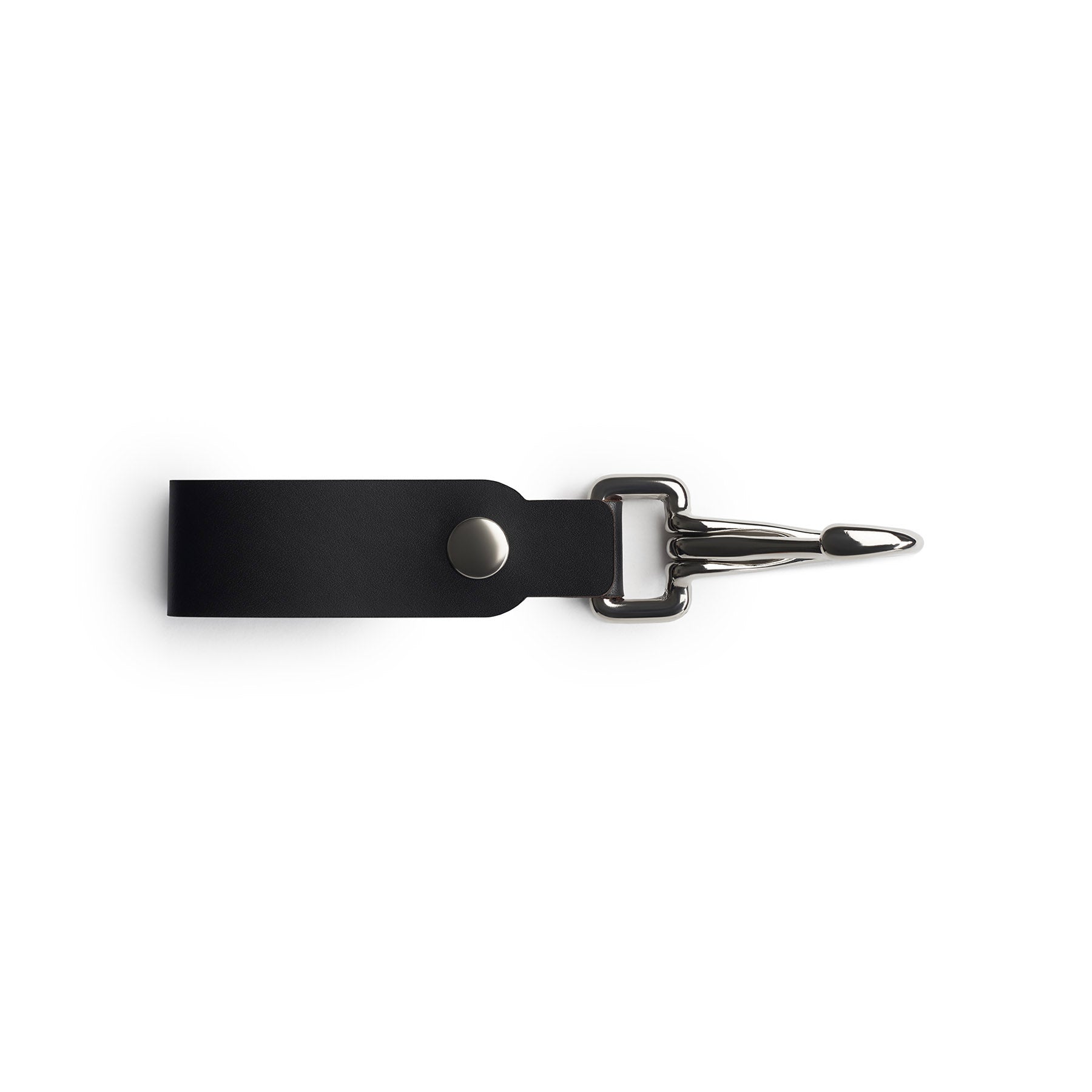 Black full-grain leather keyring, flat lay — personalised gift — CarveOn, made in Ireland#Color_Black