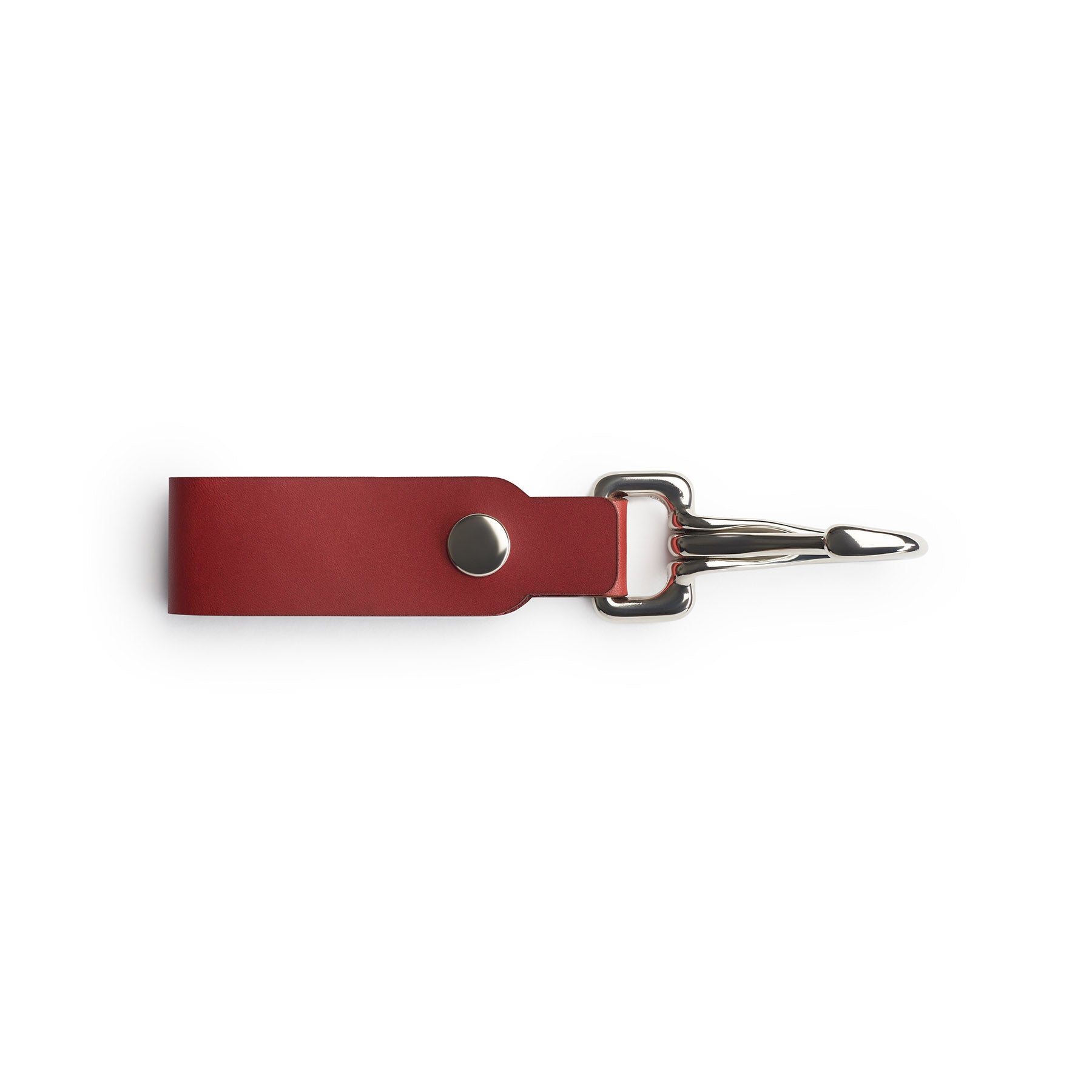 Burgundy full-grain leather keyring, flat lay — personalised gift — CarveOn, made in Ireland#Color_Burgundy