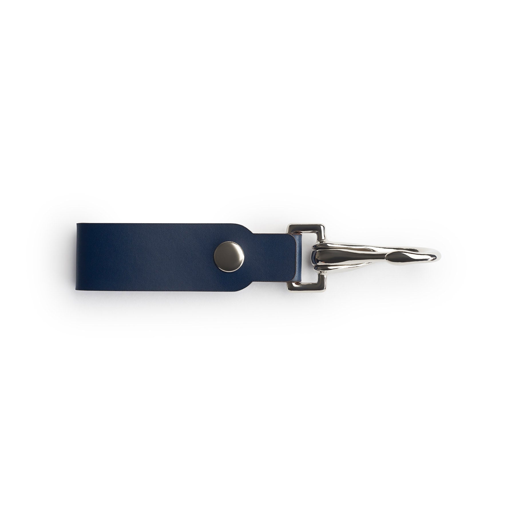 Navy full-grain leather keyring, flat lay — personalised gift — CarveOn, made in Ireland#Color_Navy