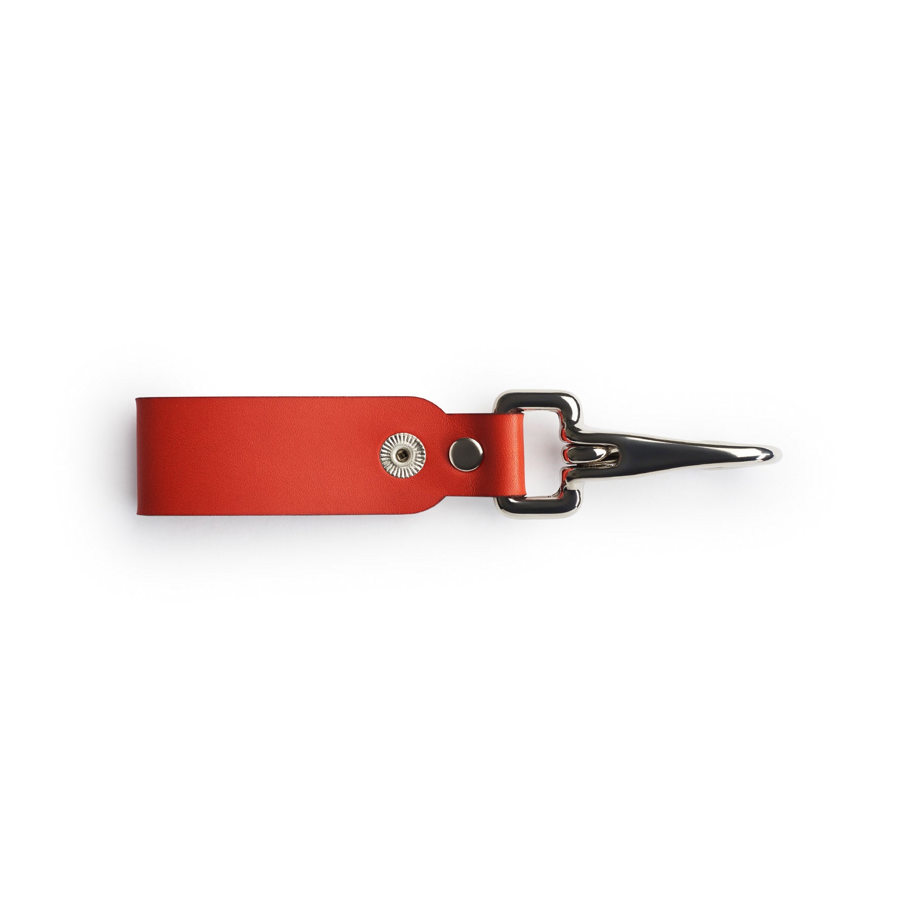 Red full-grain leather keyring, flat lay — personalised gift — CarveOn, made in Ireland#Color_Red
