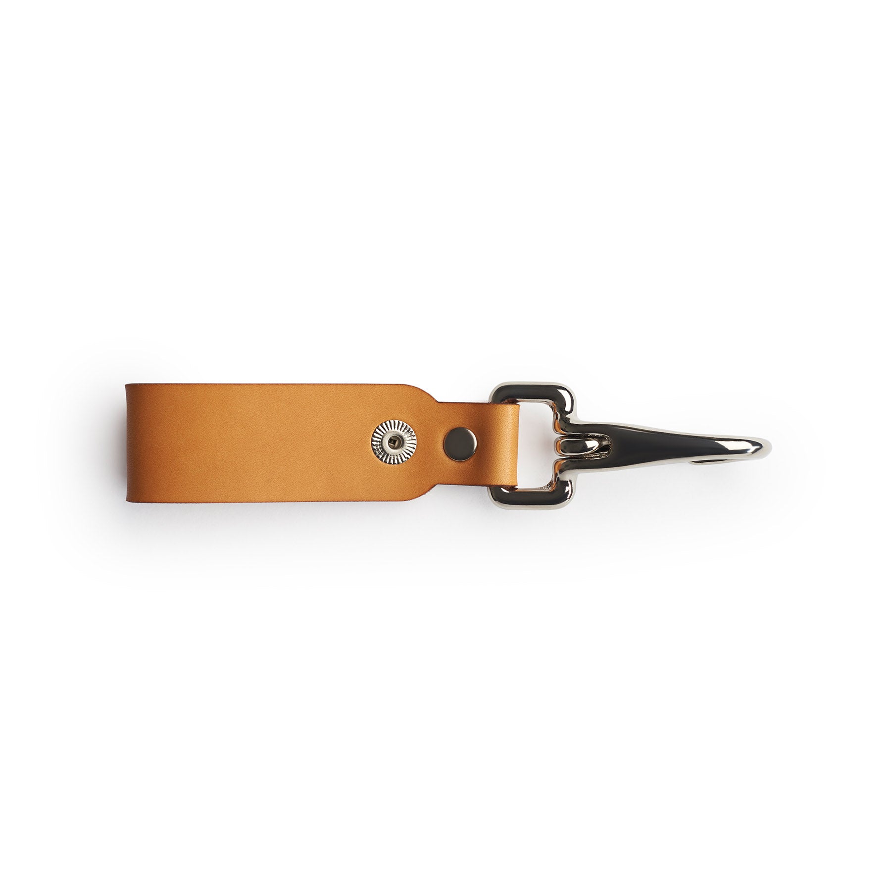 Tan full-grain leather keyring, flat lay — personalised gift — CarveOn, made in Ireland#Color_Tan