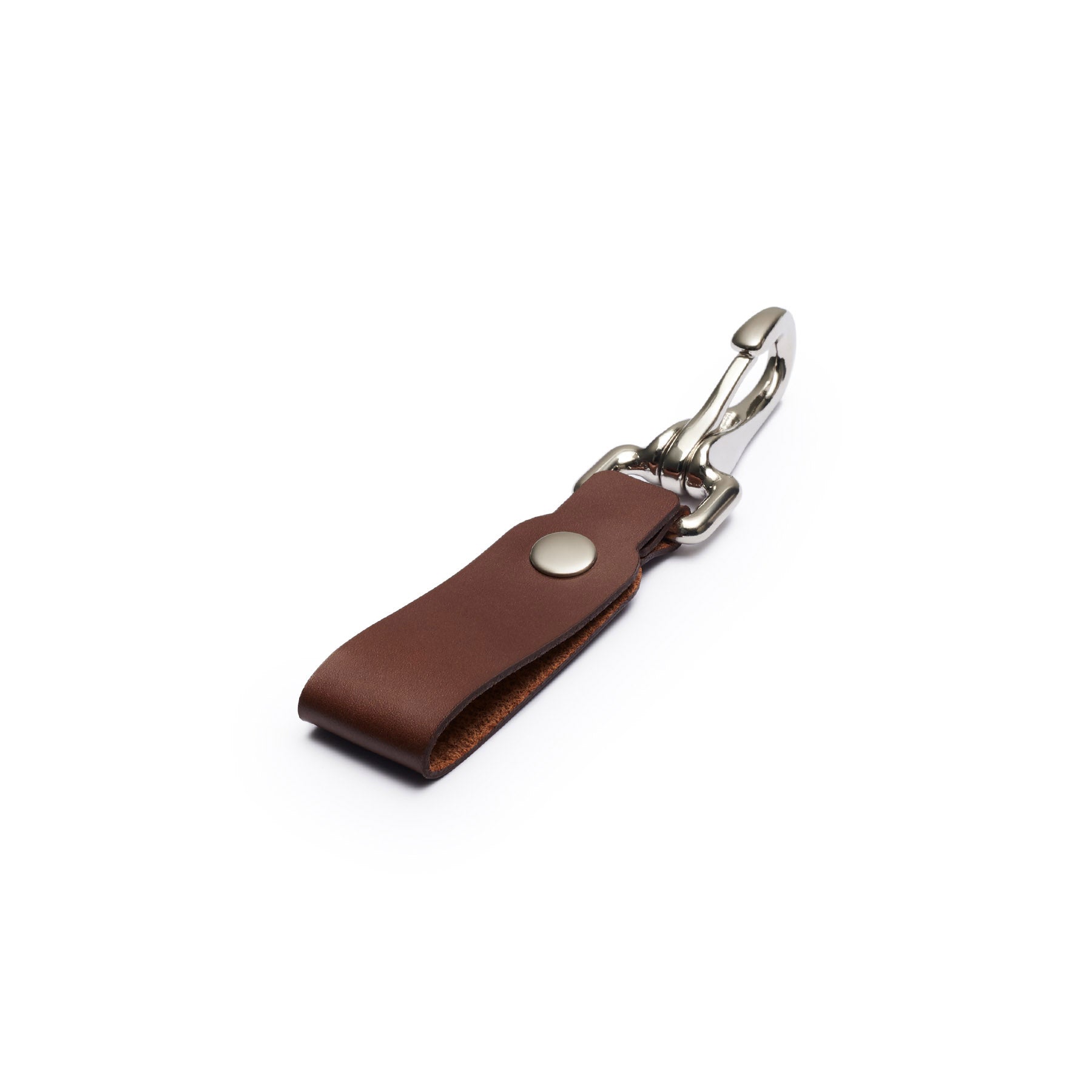 Dark Brown full-grain leather keyring, flat lay, angled view — personalised gift — CarveOn, made in Ireland#Color_Dark Brown