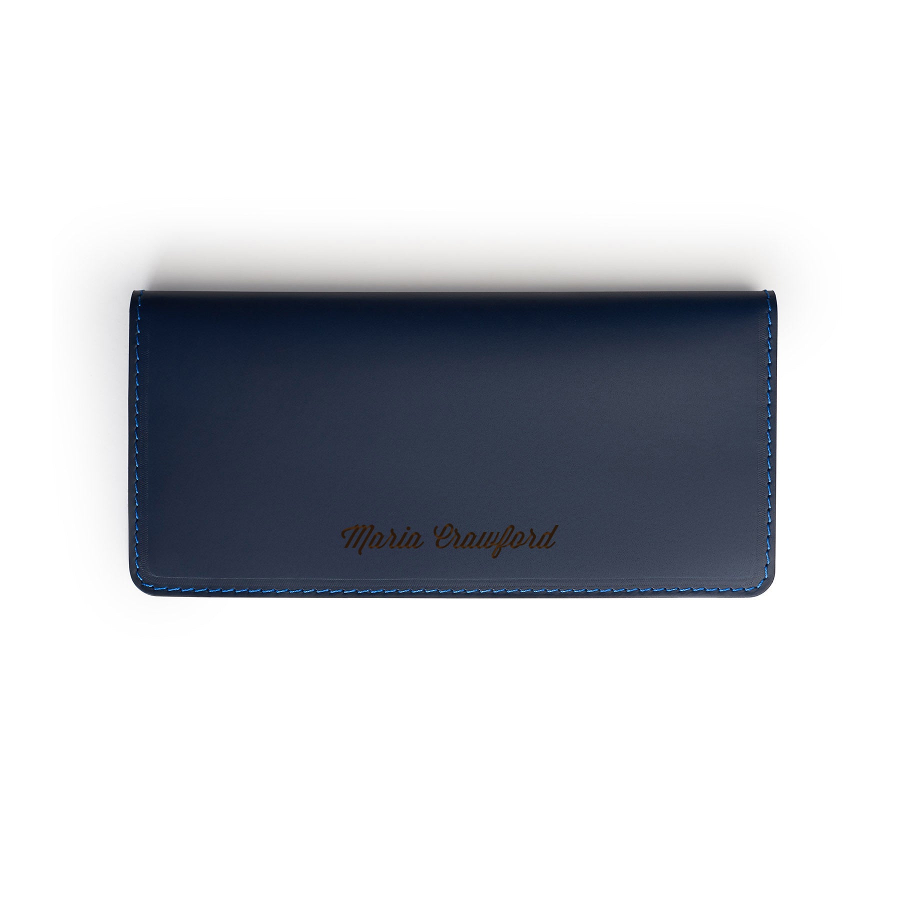 Navy full-grain leather long wallet — personalised — CarveOn, made in Ireland#Color_Hidden