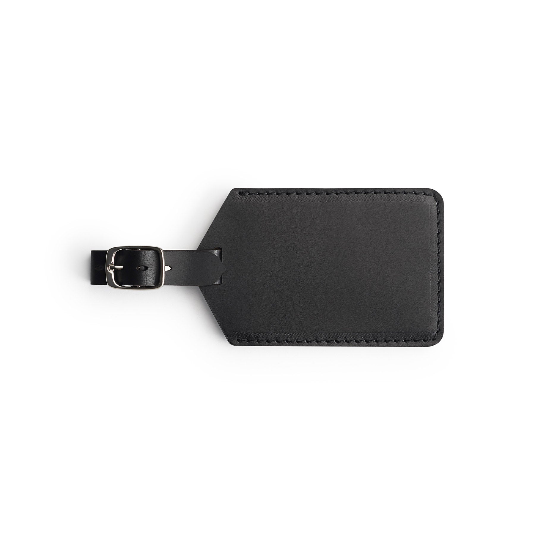 Black leather golf bag tag, flat lay — personalised golf gift — CarveOn, handmade in Ireland#Color_Black
