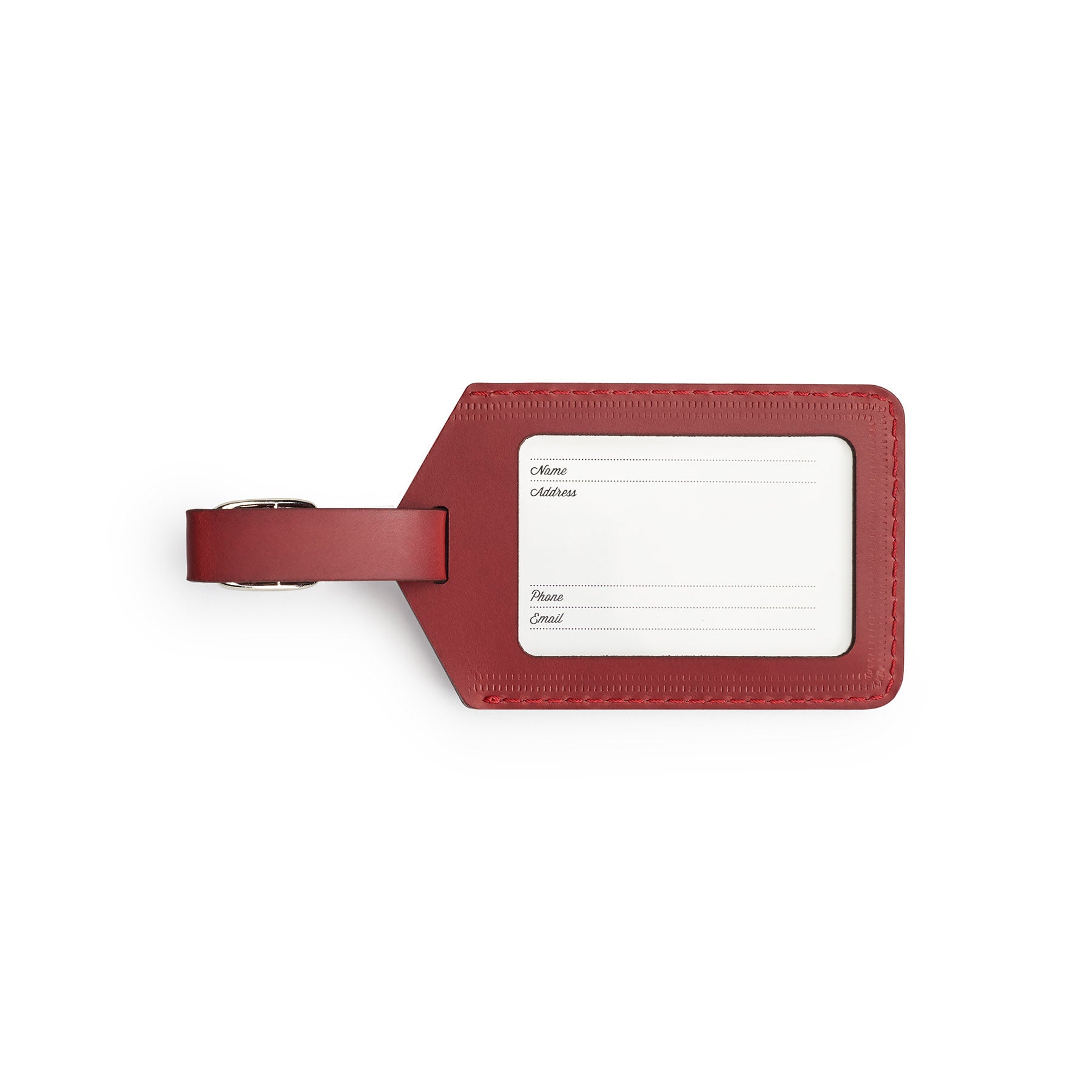 Burgundy leather golf bag tag, flat lay — personalised golf gift — CarveOn, handmade in Ireland#Color_Burgundy