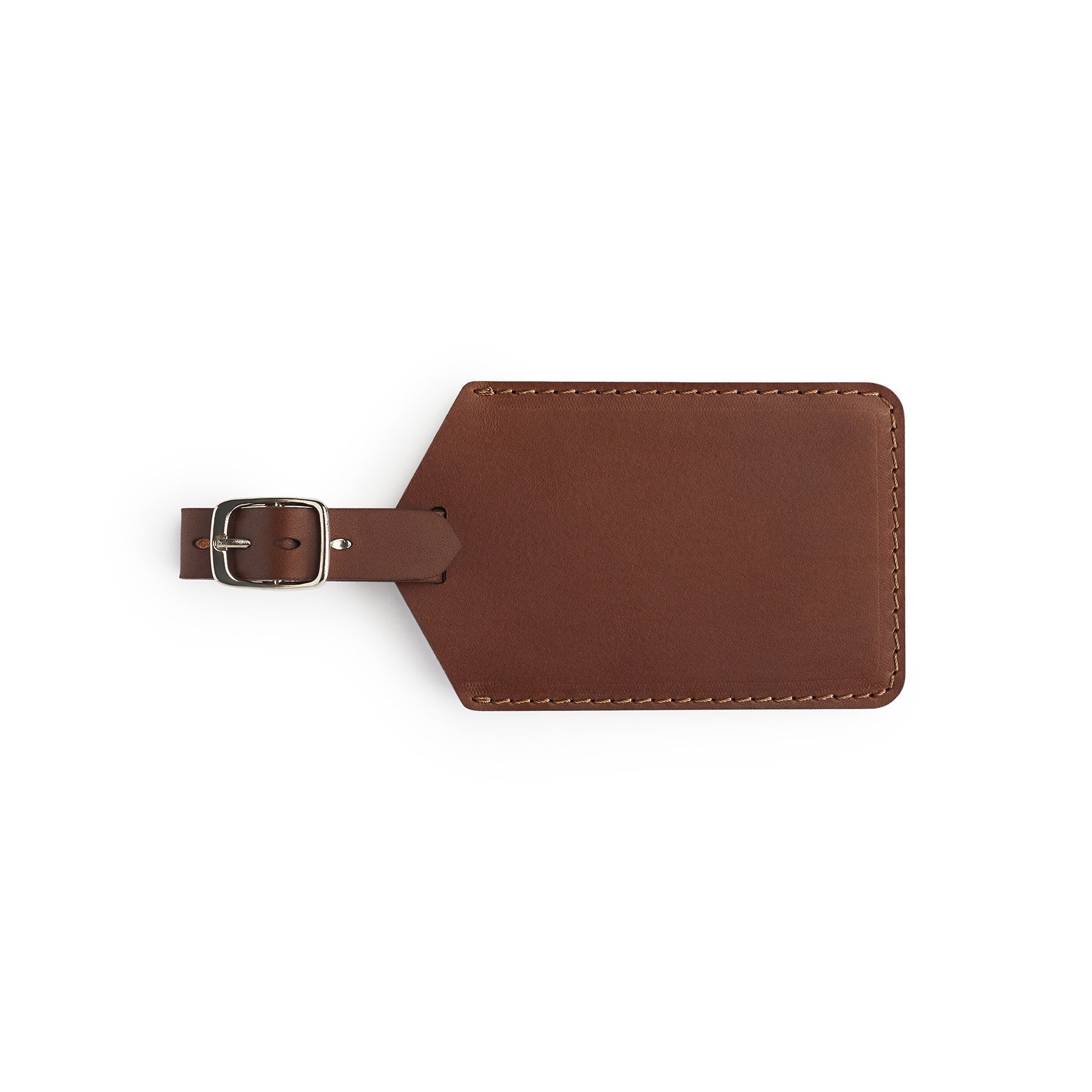 Dark Brown leather golf bag tag, flat lay — personalised golf gift — CarveOn, handmade in Ireland#Color_Dark Brown