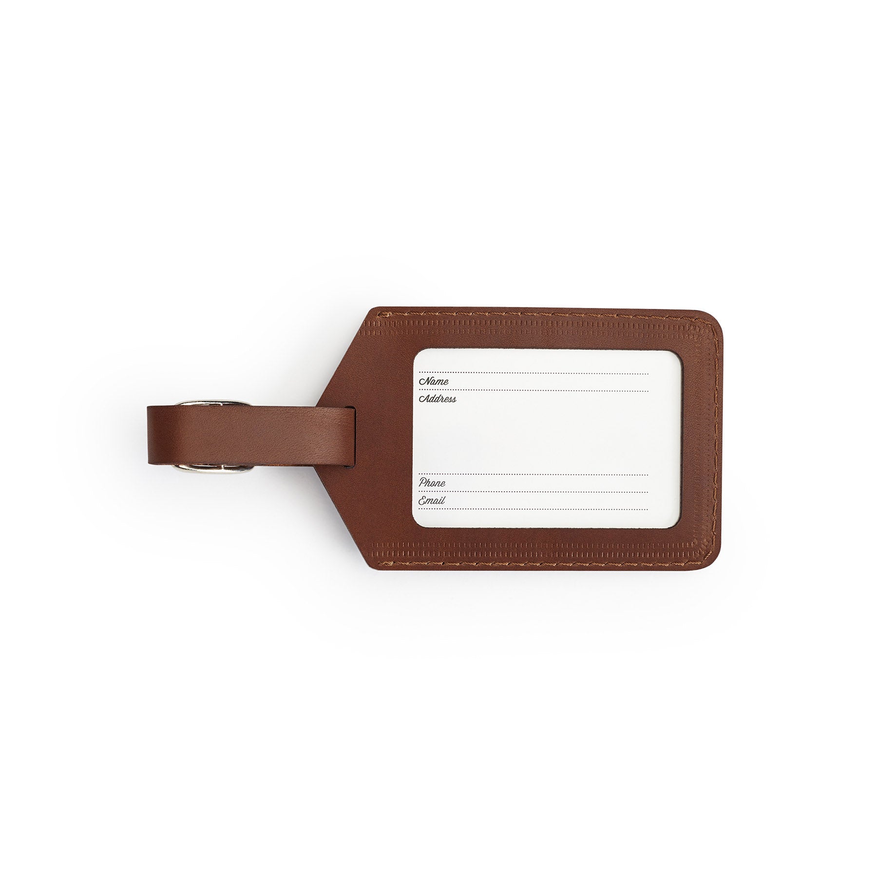 Dark Brown leather golf bag tag, flat lay — personalised golf gift — CarveOn, handmade in Ireland#Color_Dark Brown
