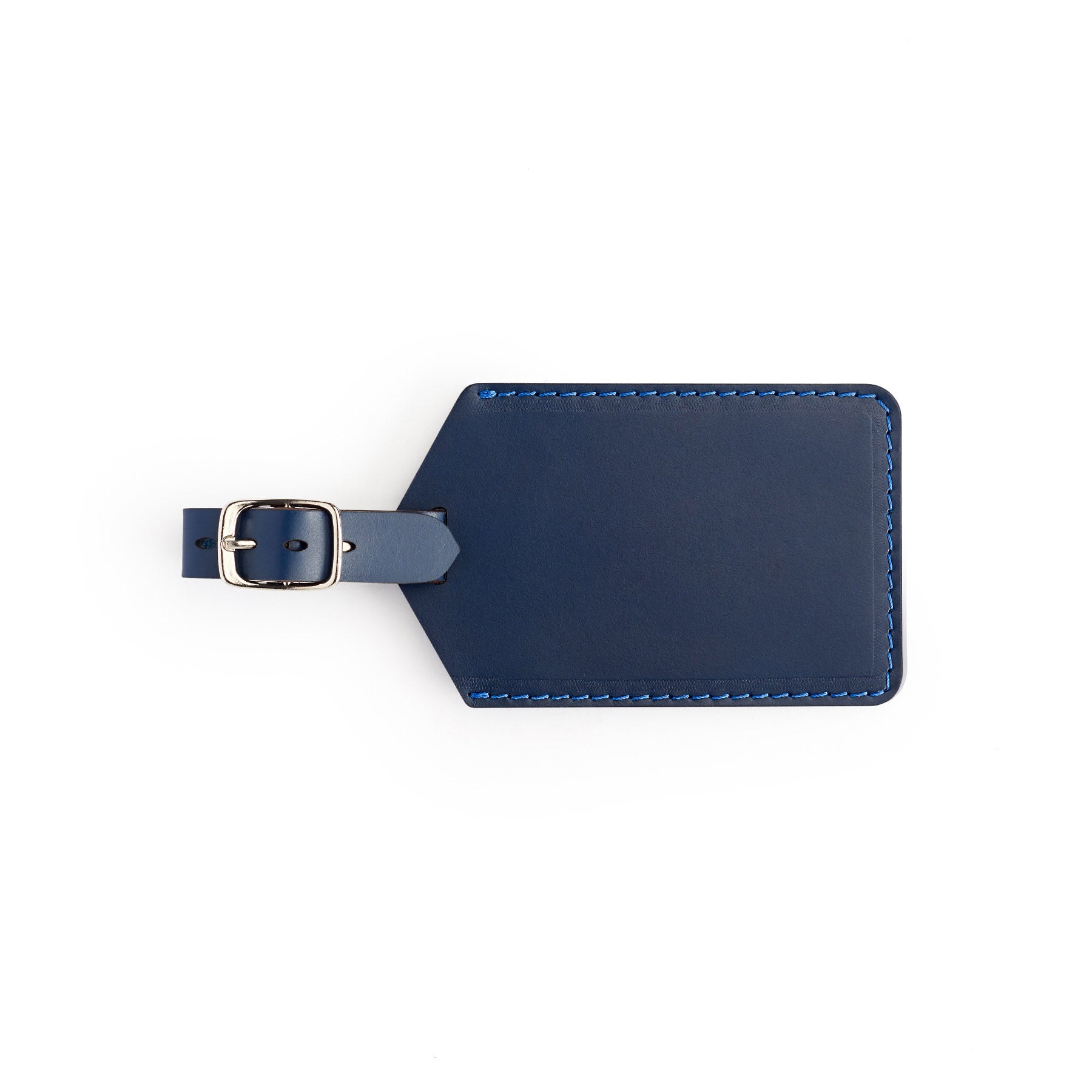 Navy leather golf bag tag, flat lay — personalised golf gift — CarveOn, handmade in Ireland#Color_Navy