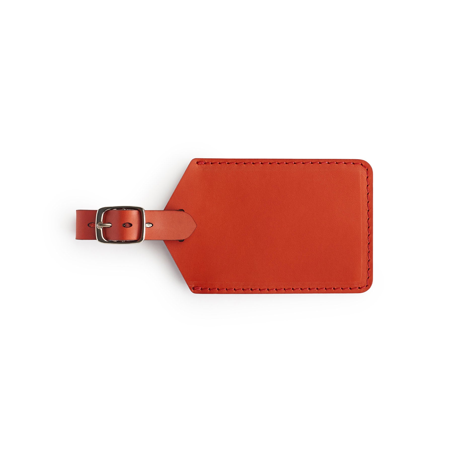 Red leather golf bag tag, flat lay — personalised golf gift — CarveOn, handmade in Ireland#Color_Red