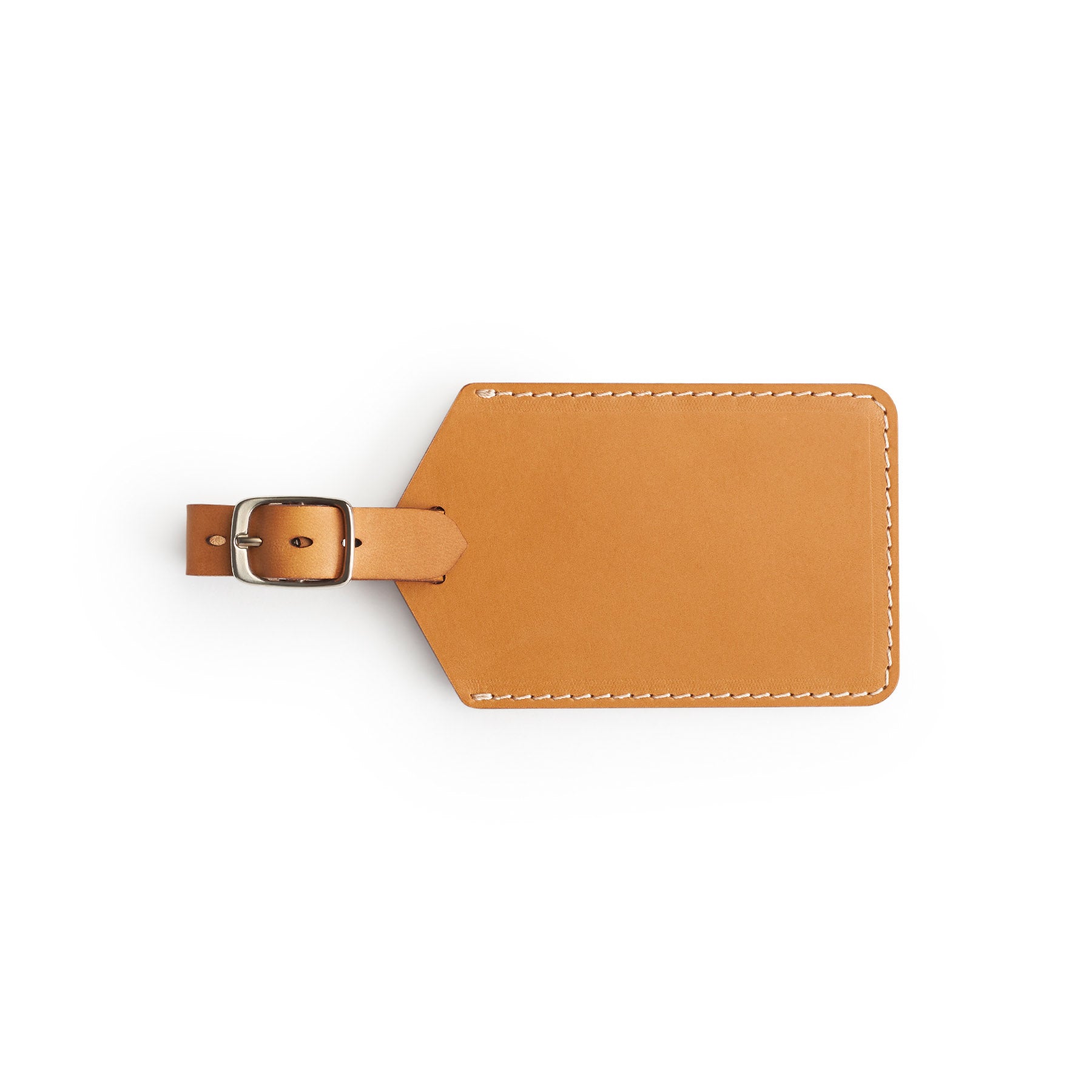 Tan leather golf bag tag, flat lay — personalised golf gift — CarveOn, handmade in Ireland#Color_Tan