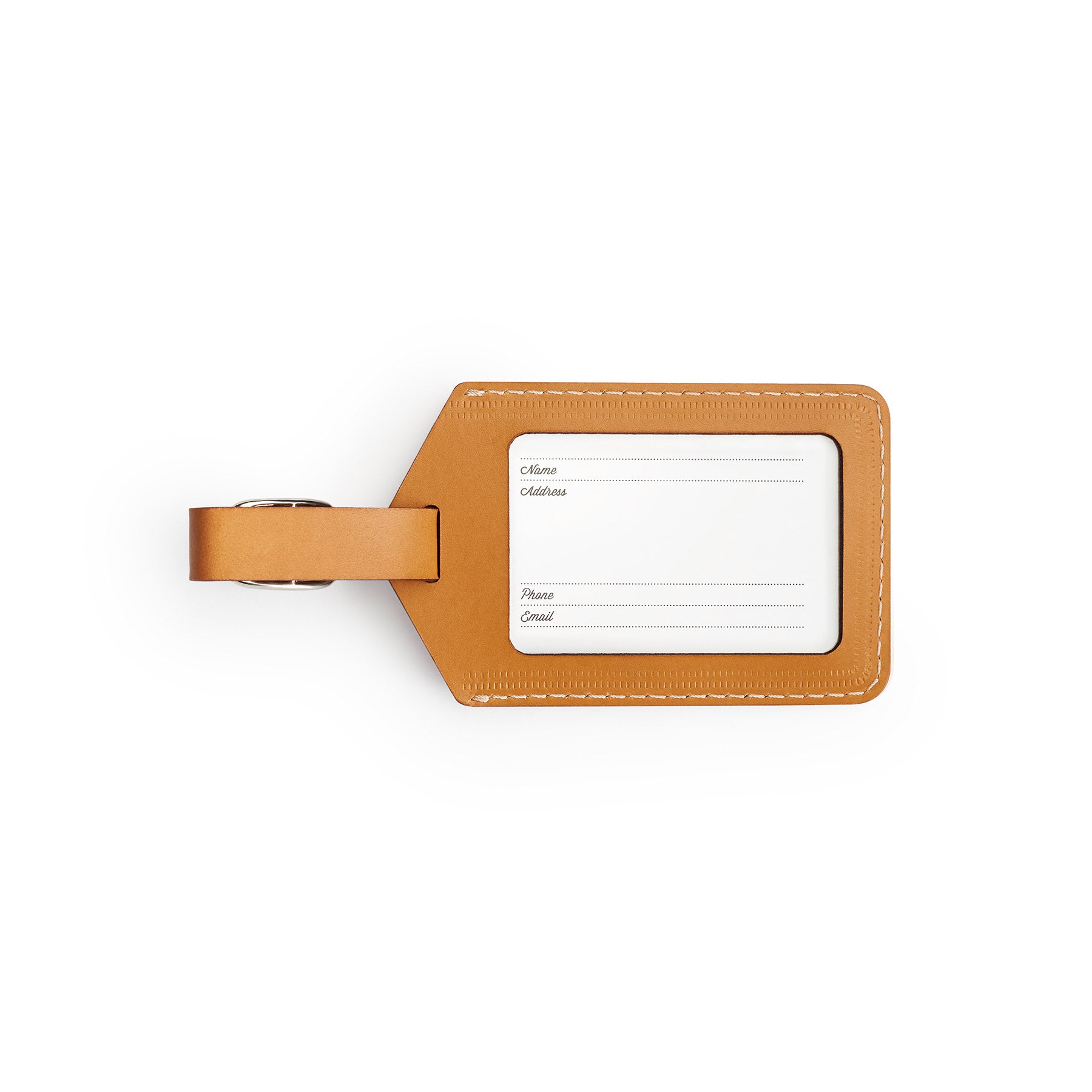 Tan leather golf bag tag, flat lay — personalised golf gift — CarveOn, handmade in Ireland#Color_Tan
