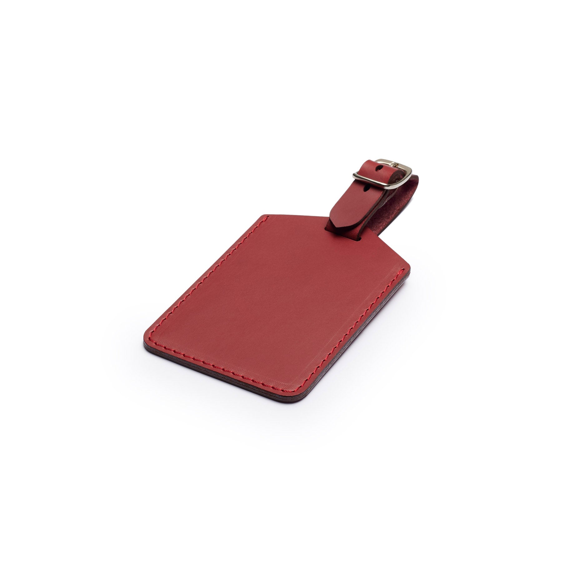 Burgundy leather golf bag tag, flat lay, angled view — personalised golf gift — CarveOn, handmade in Ireland#Color_Burgundy