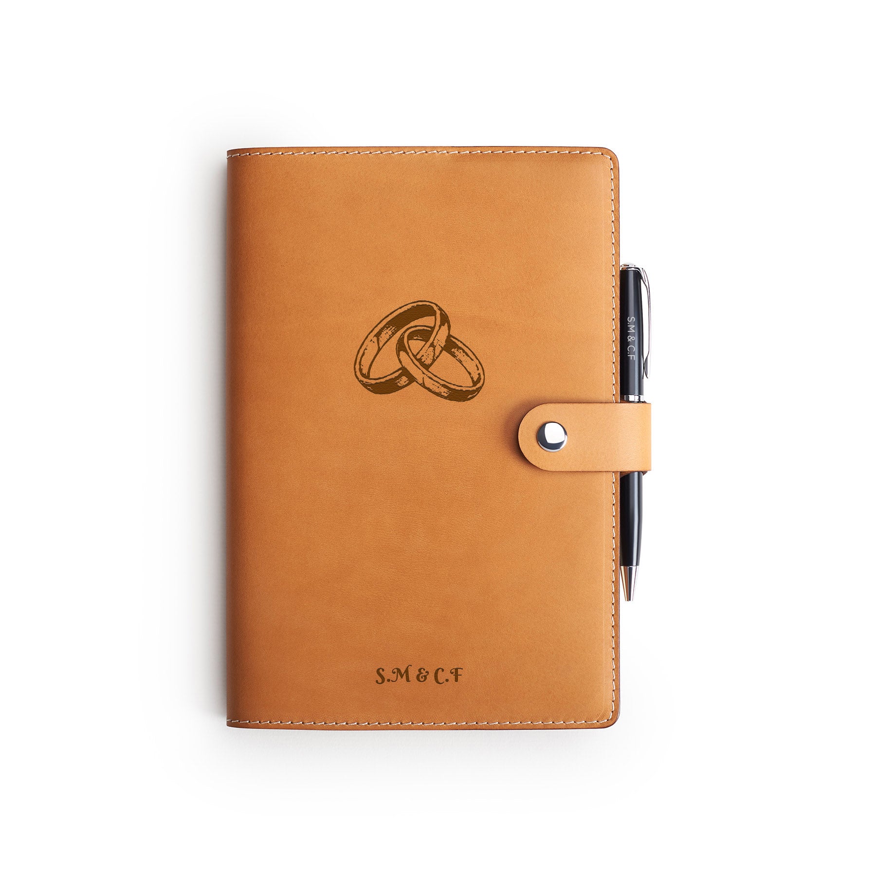 Moleskine notebook with leather cover and pen — personalised gift — CarveOn, made in Ireland#Color_Hidden
