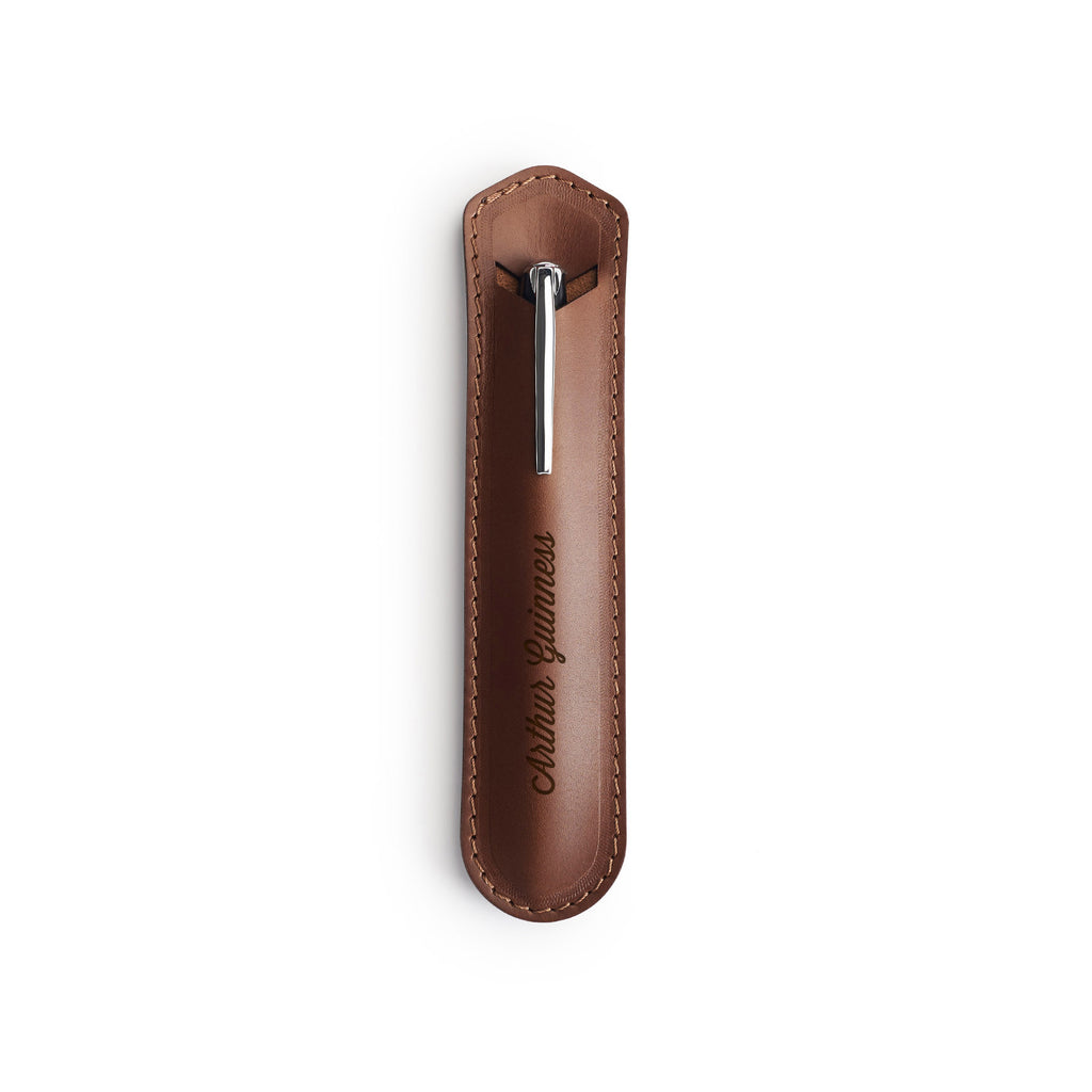 Leather shop pen sleeve