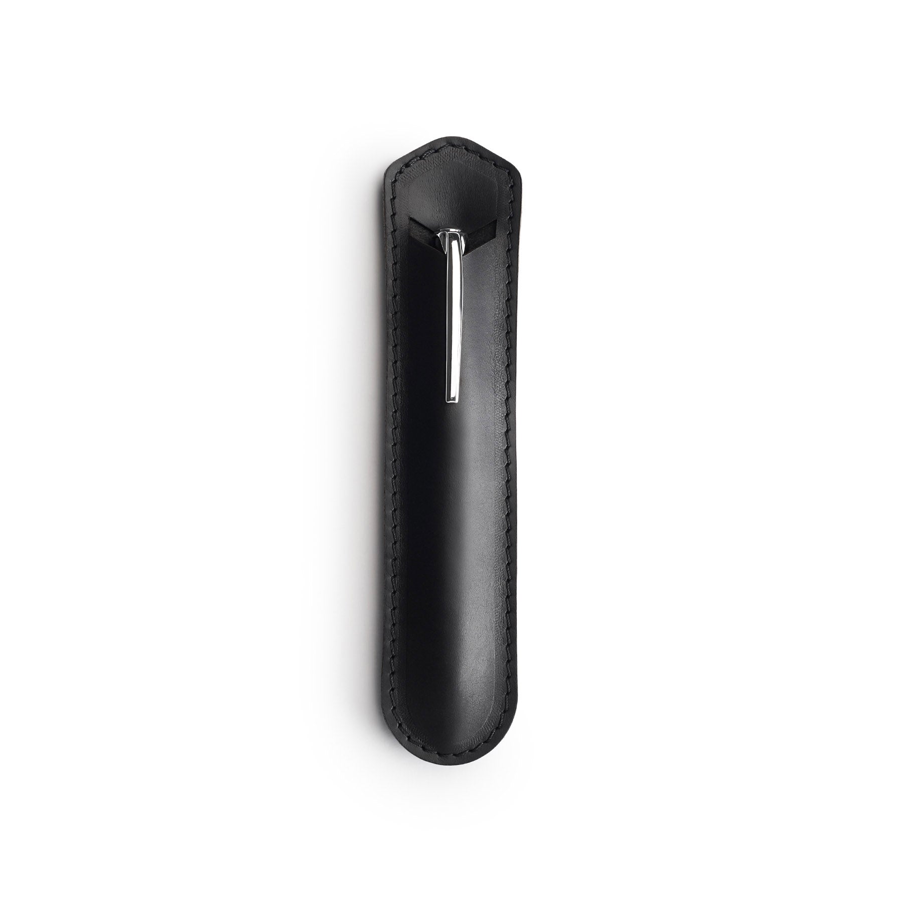 Black leather pen sleeve, flat lay — personalised gift — CarveOn, made in Ireland#Color_Black
