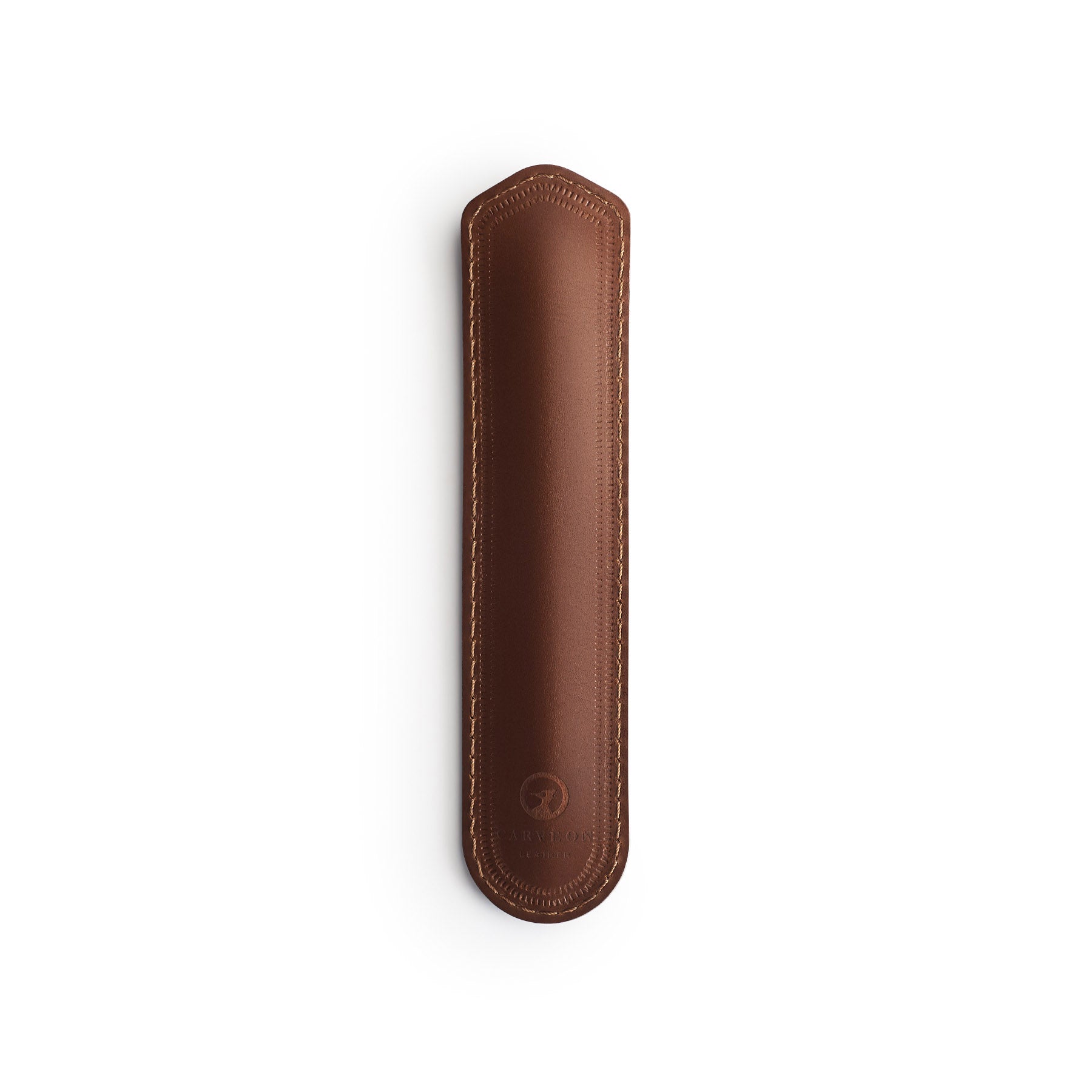 Dark Brown leather pen sleeve, flat lay — personalised gift — CarveOn, made in Ireland#Color_Dark Brown