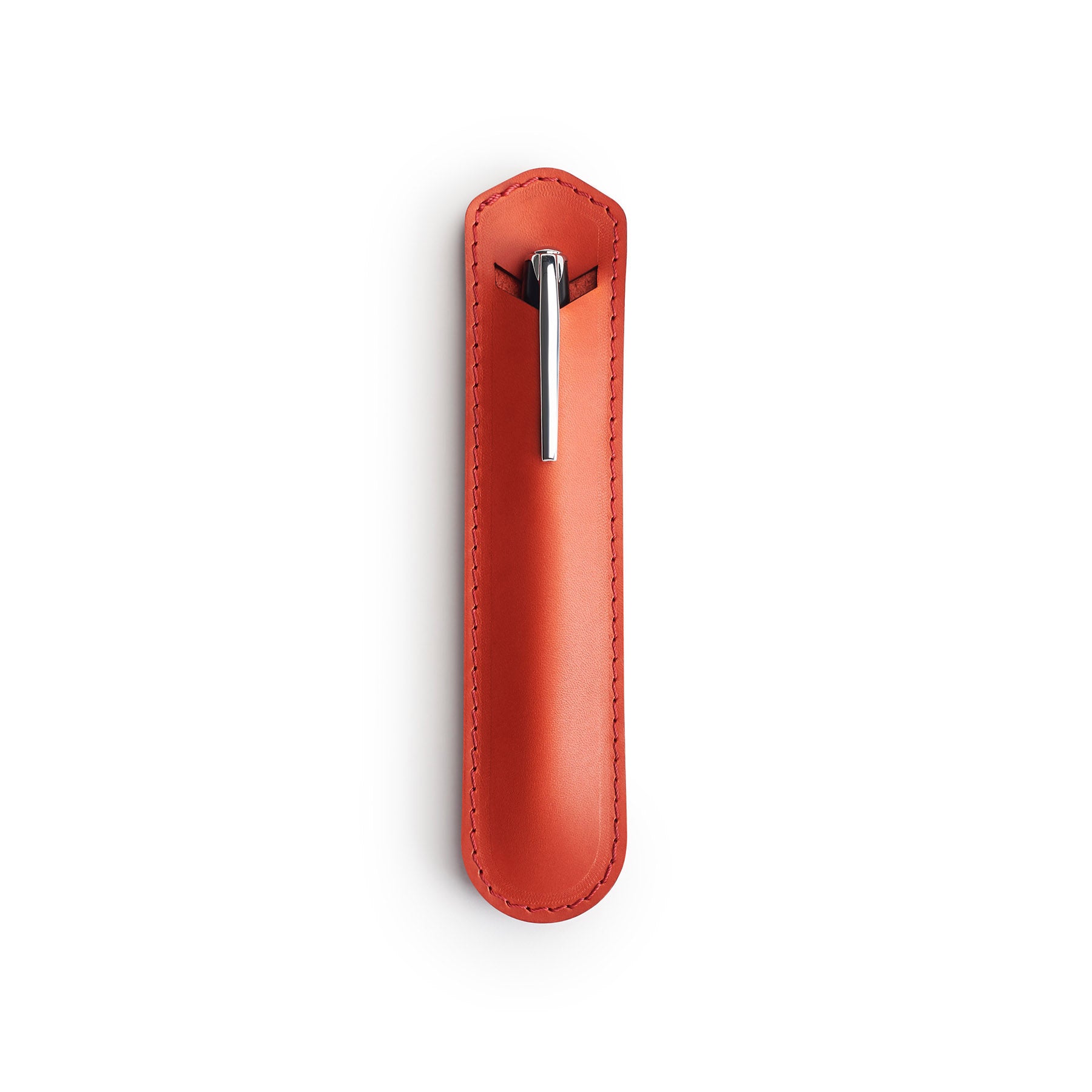 Red leather pen sleeve, flat lay — personalised gift — CarveOn, made in Ireland#Color_Red