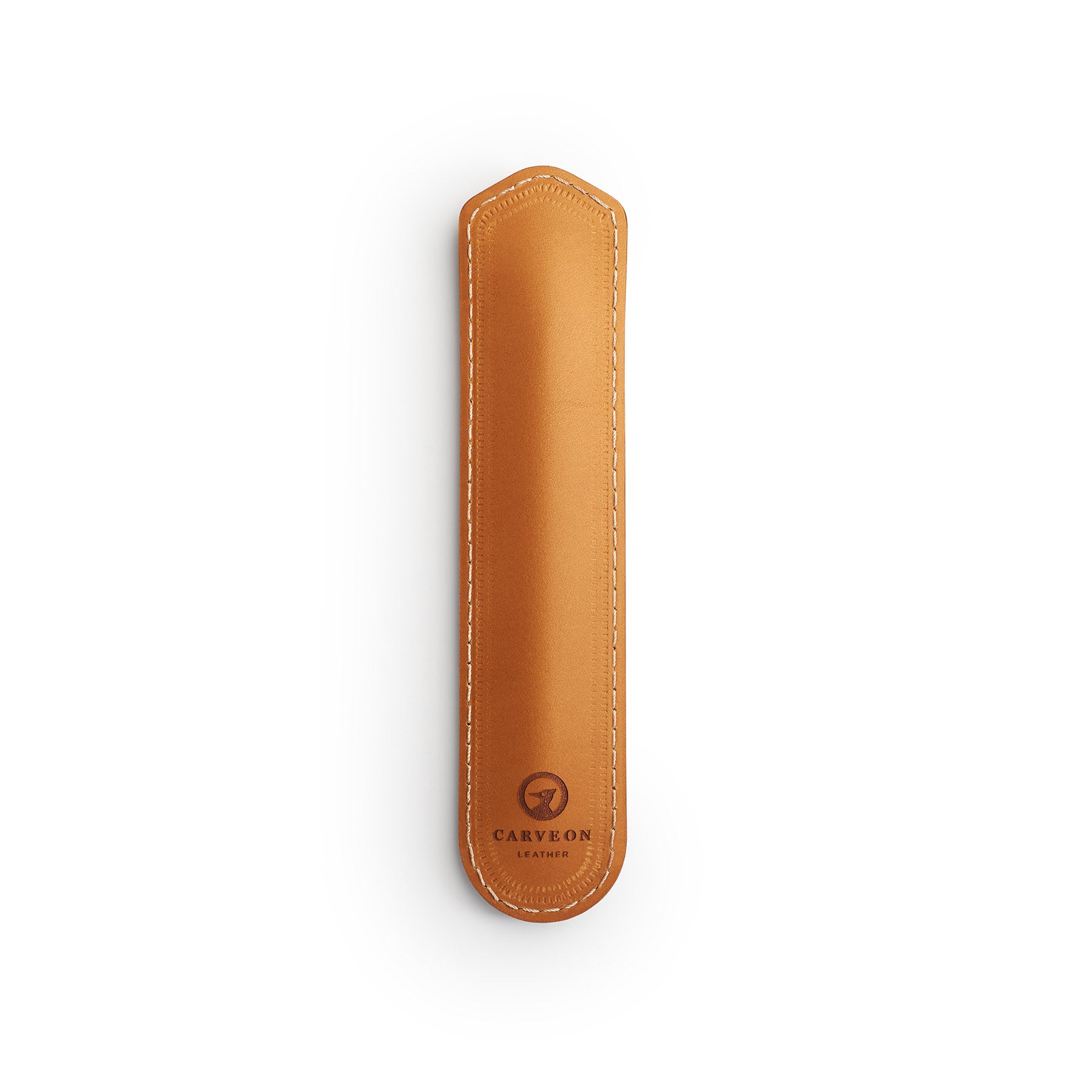 Tan leather pen sleeve, flat lay — personalised gift — CarveOn, made in Ireland#Color_Tan