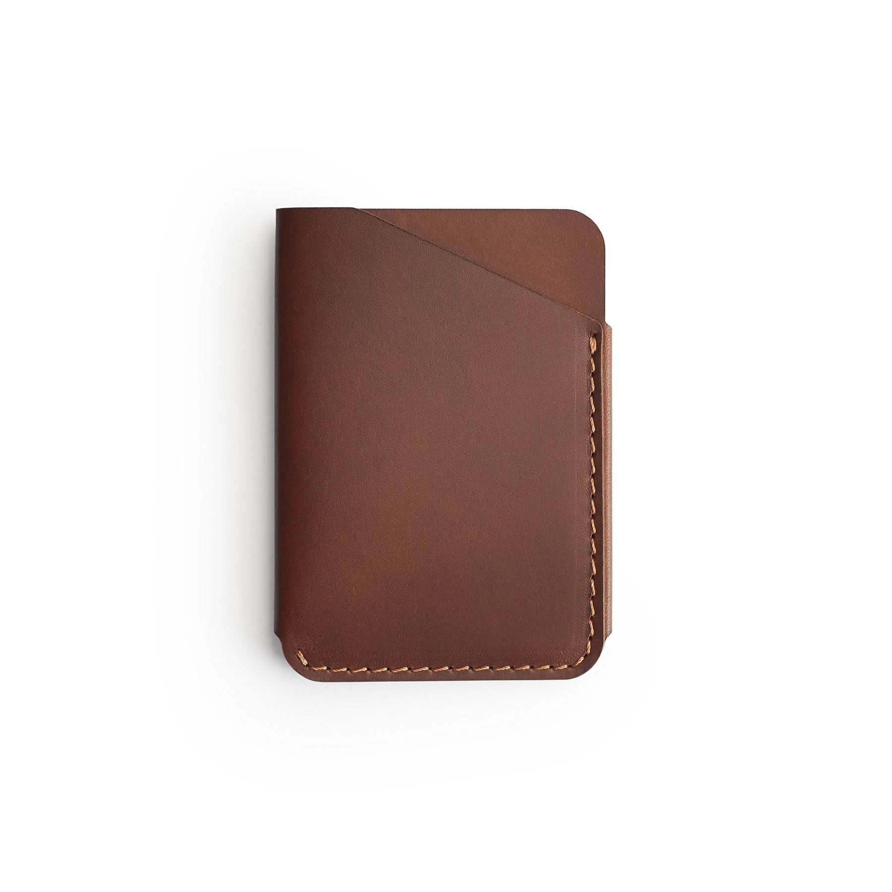 Dark Brown full-grain leather quick-draw wallet, flat lay, angled view — personalised — CarveOn, made in Ireland#Color_Dark Brown