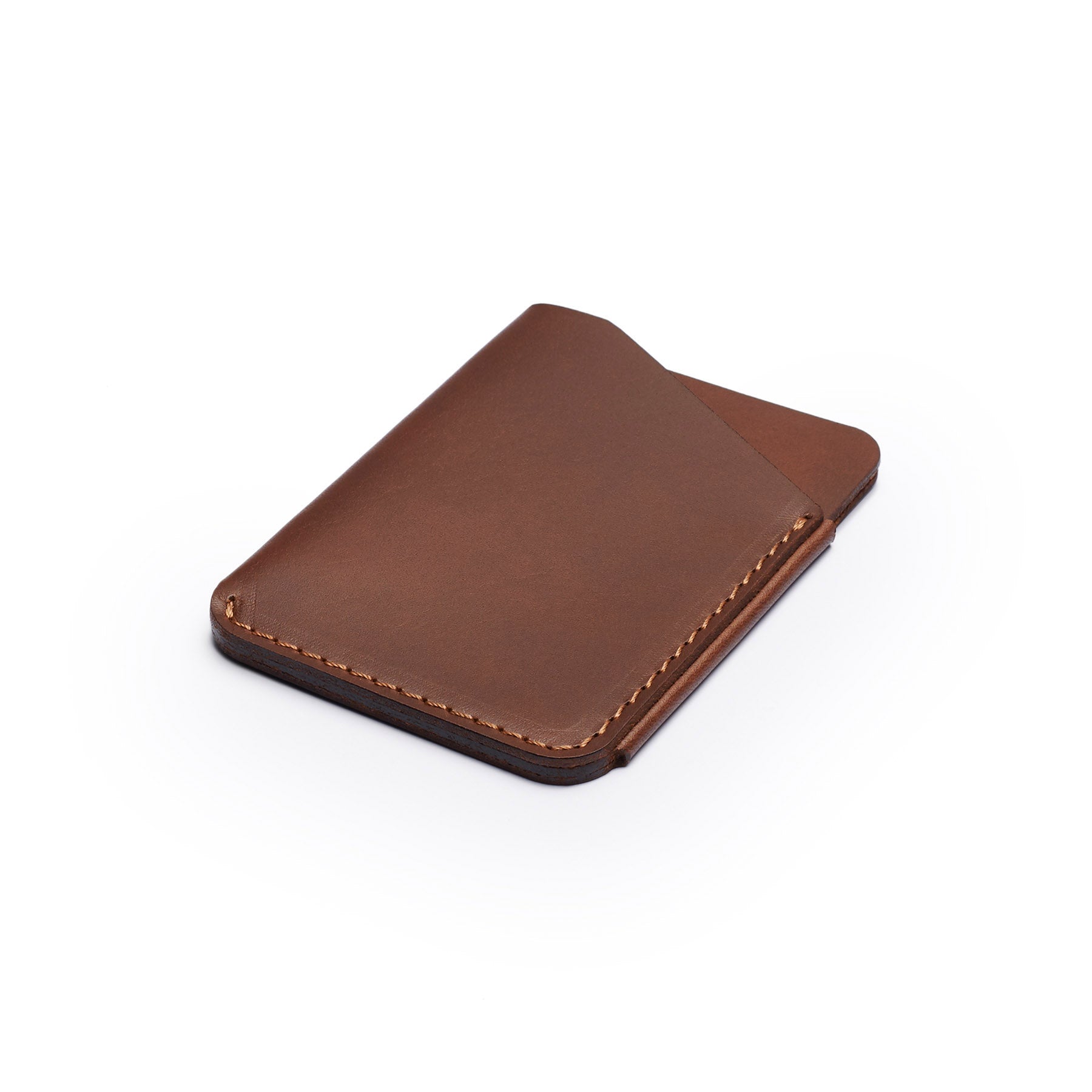 Dark Brown full-grain leather quick-draw wallet, flat lay, angled view — personalised — CarveOn, made in Ireland#Color_Dark Brown