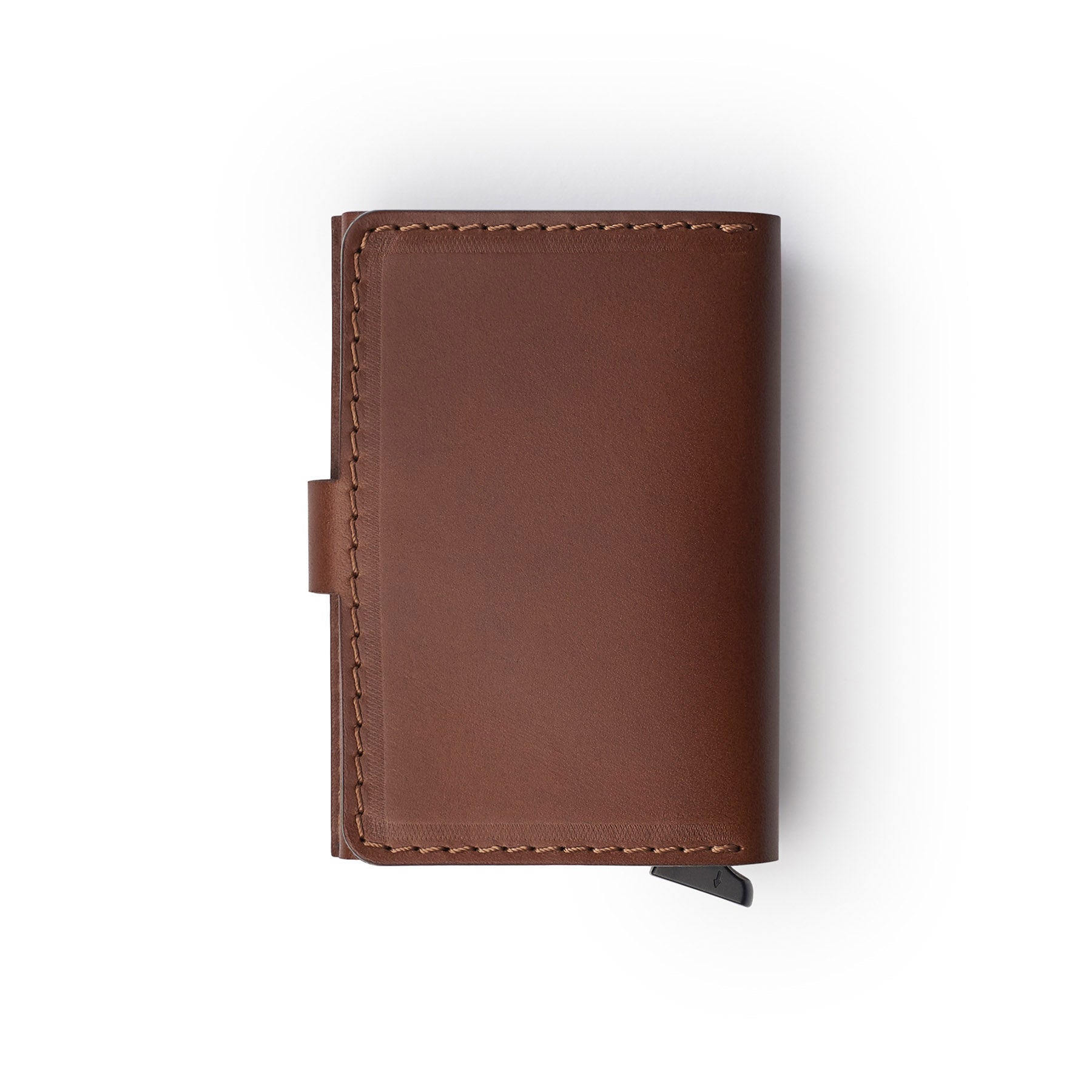 Dark Brown full-grain leather RFID wallet, flat lay — personalised — CarveOn, made in Ireland#Color_Dark Brown