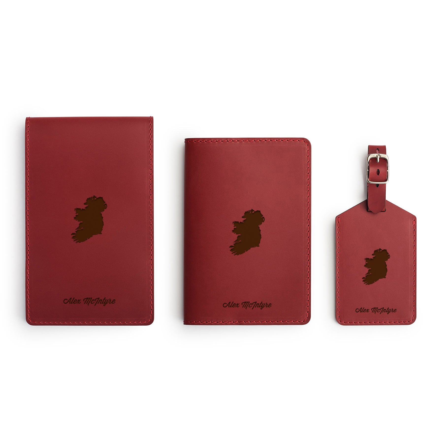Burgundy leather golf gift set — personalised — CarveOn, handmade in Ireland#Color_Hidden
