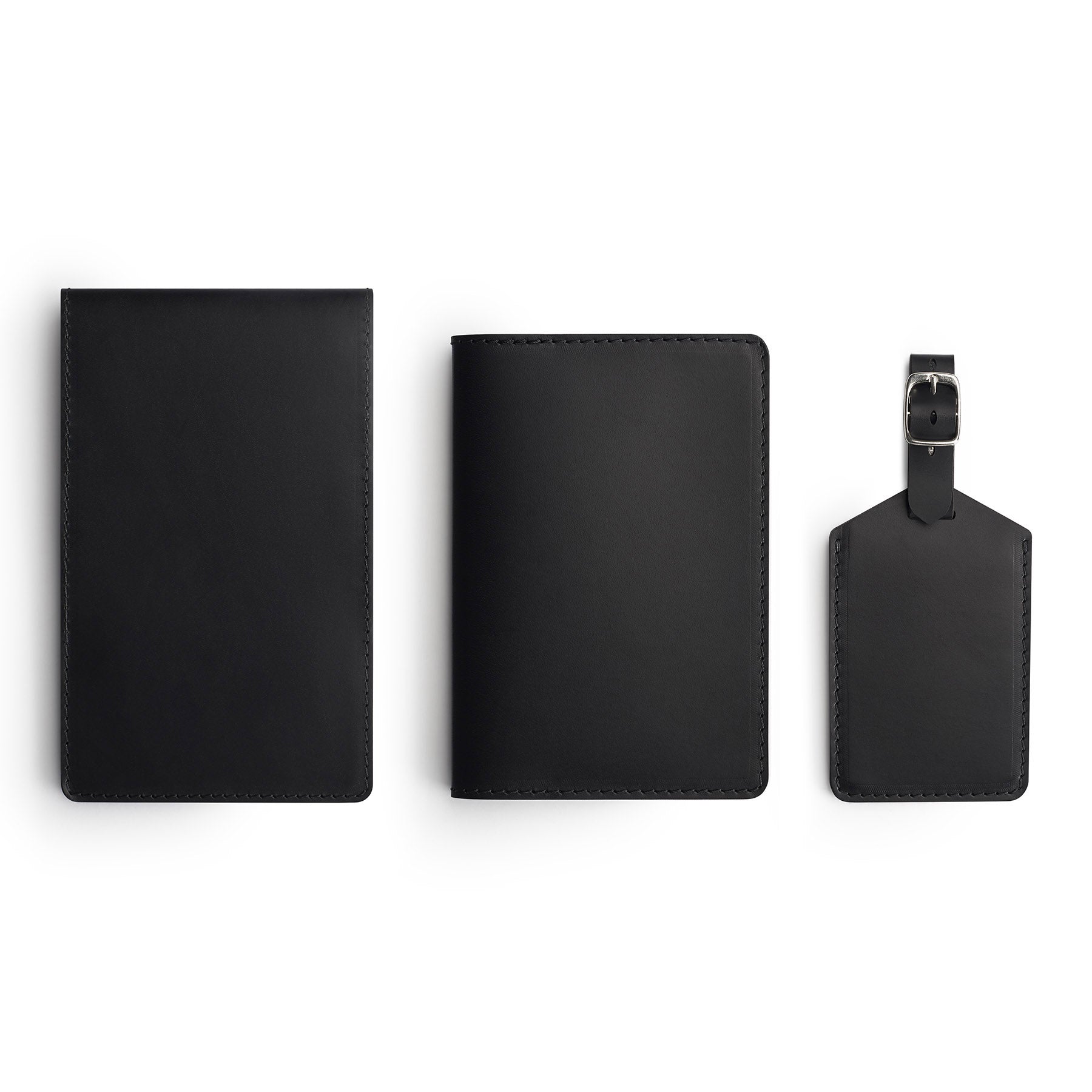 Black leather golf gift set, flat lay — personalised — CarveOn, handmade in Ireland#Color_Black