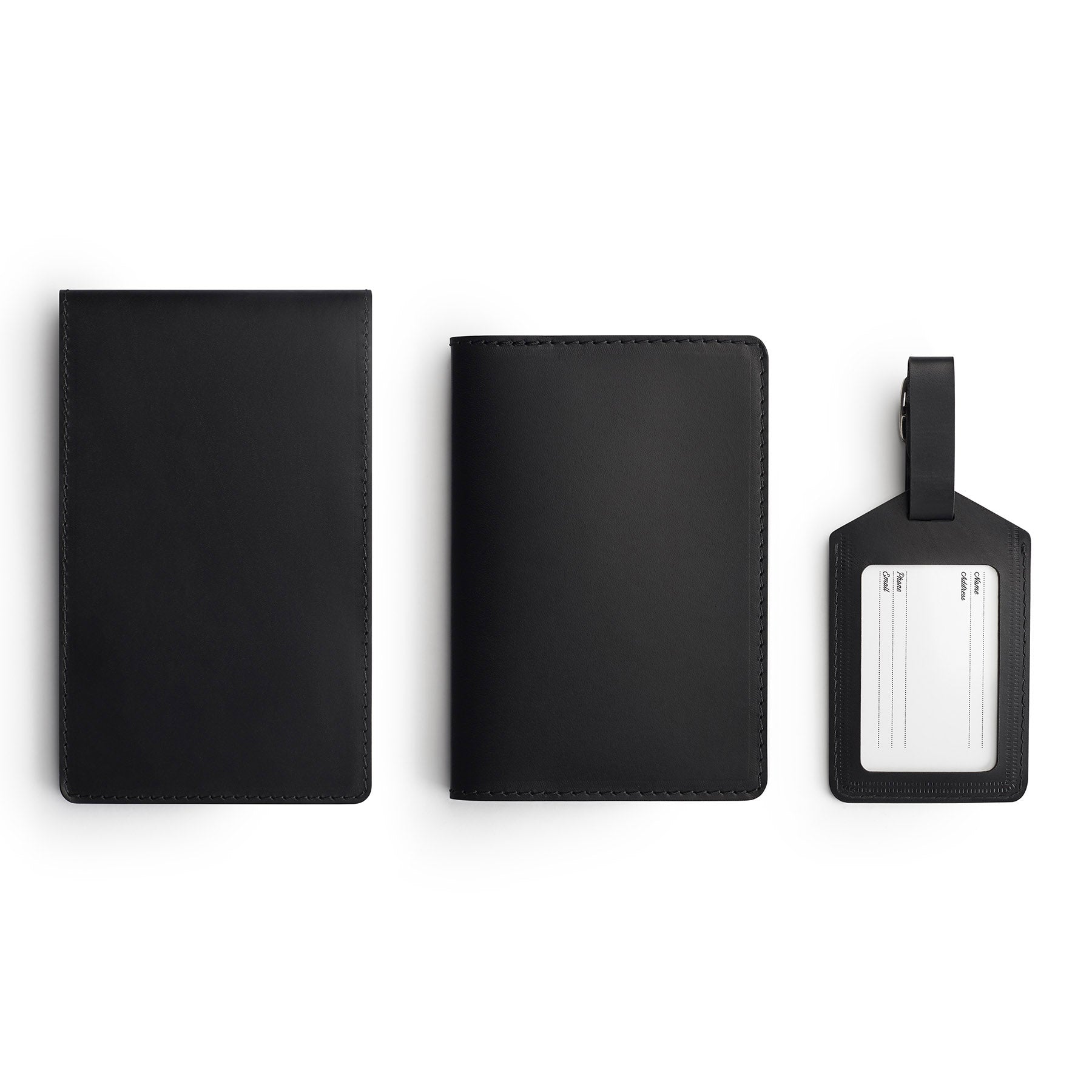 Black leather golf gift set, flat lay — personalised — CarveOn, handmade in Ireland#Color_Black