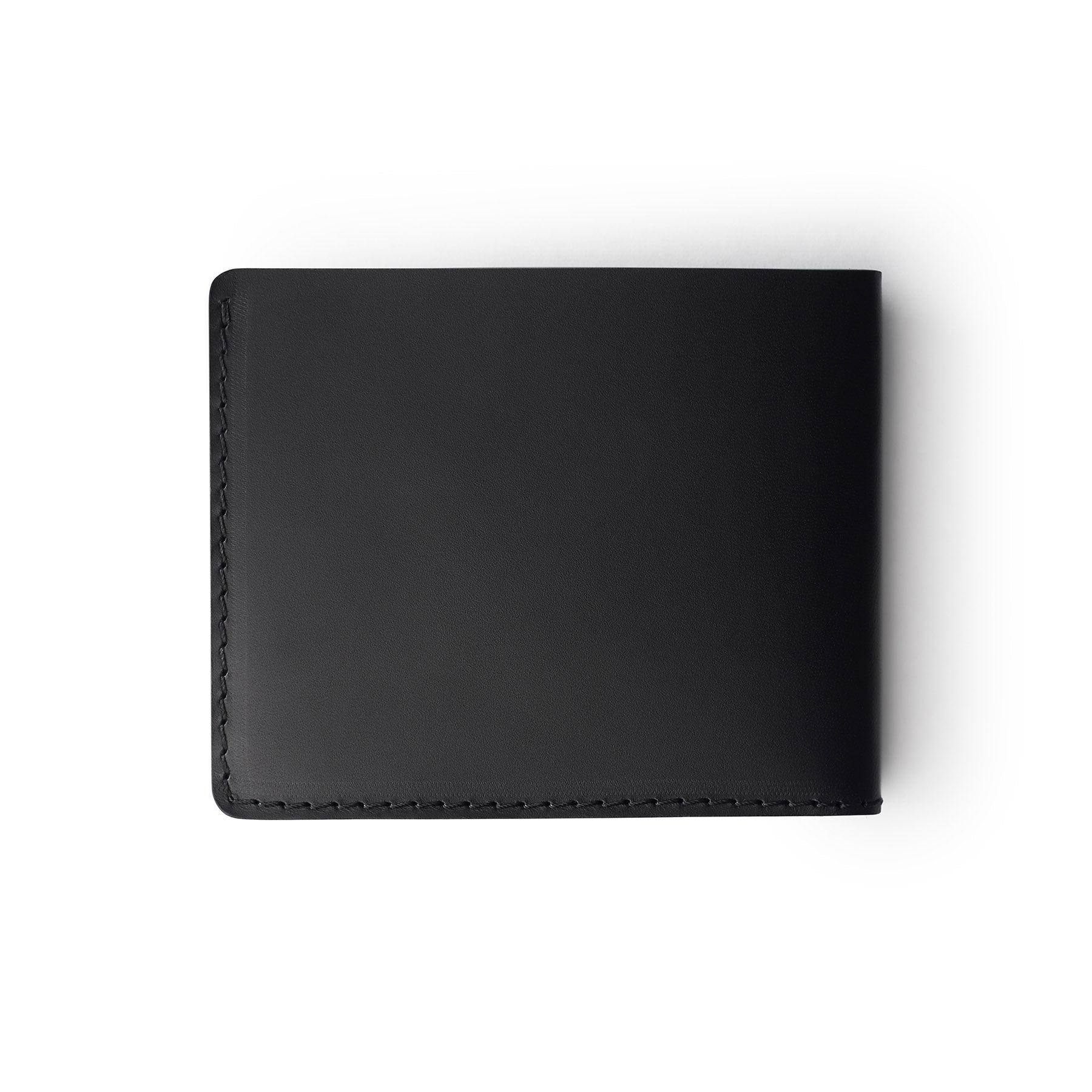 Black full-grain leather traditional wallet, flat lay — personalised — CarveOn, made in Ireland#Color_Black