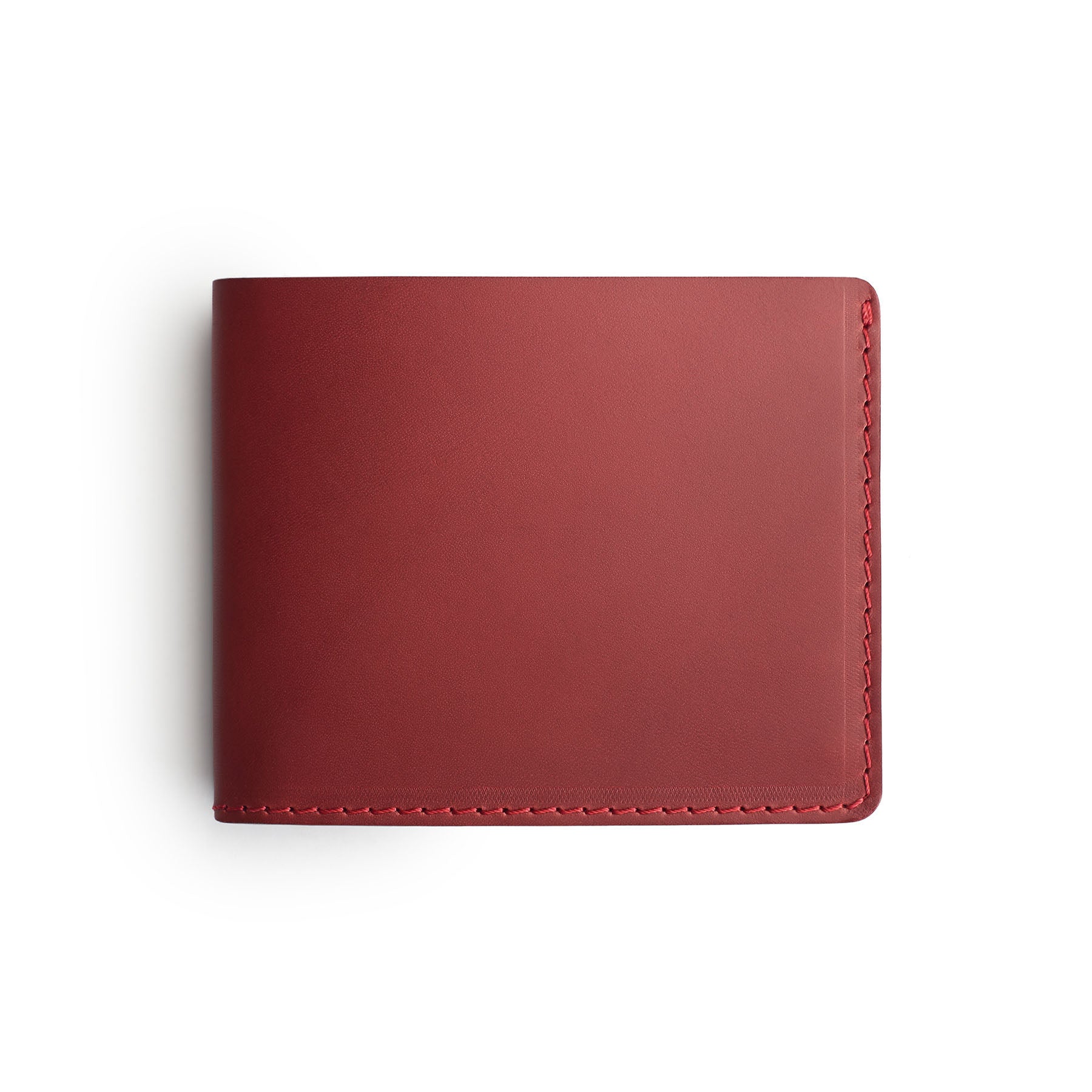 Burgundy full-grain leather traditional wallet, flat lay — personalised — CarveOn, made in Ireland#Color_Burgundy