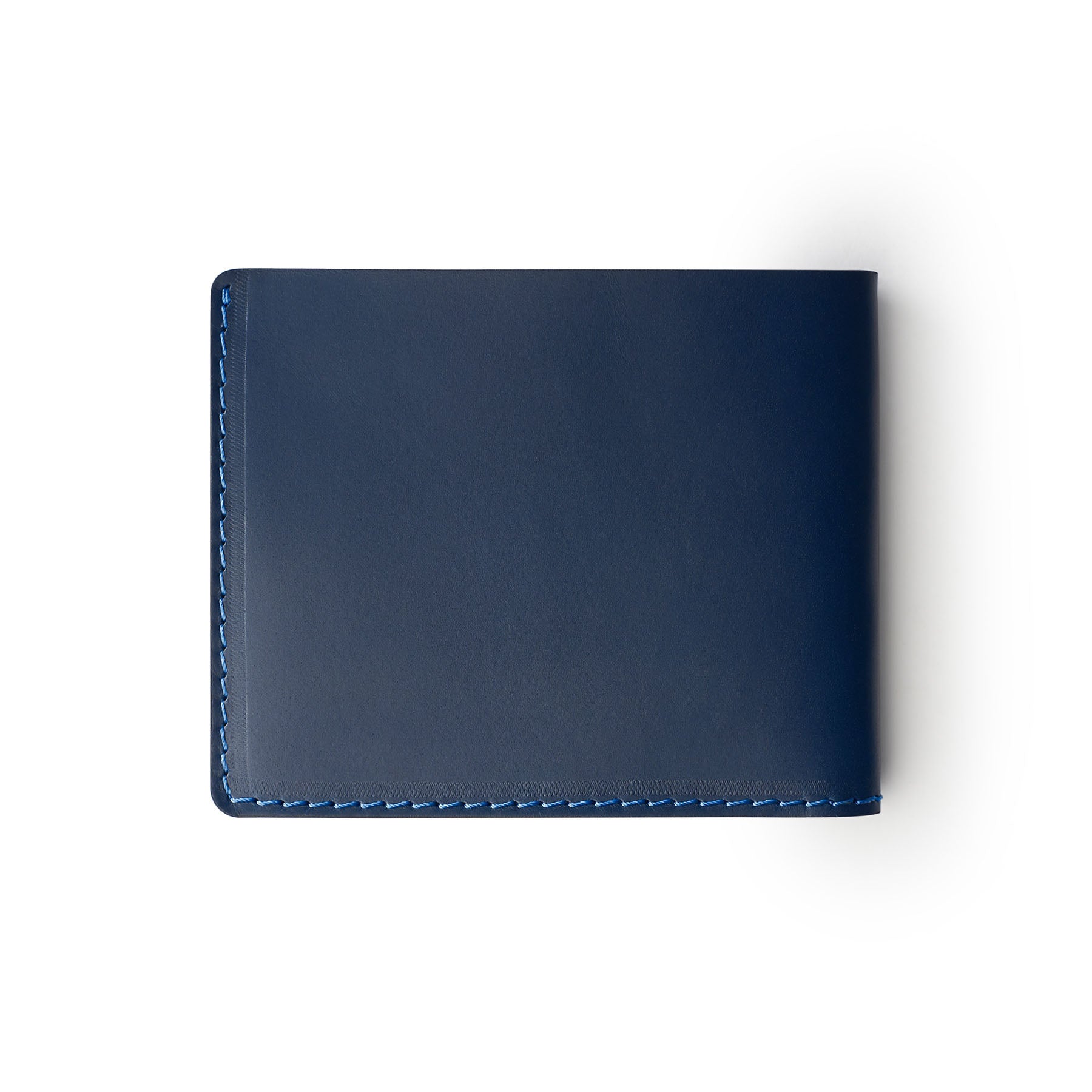 Navy full-grain leather traditional wallet, flat lay — personalised — CarveOn, made in Ireland#Color_Navy