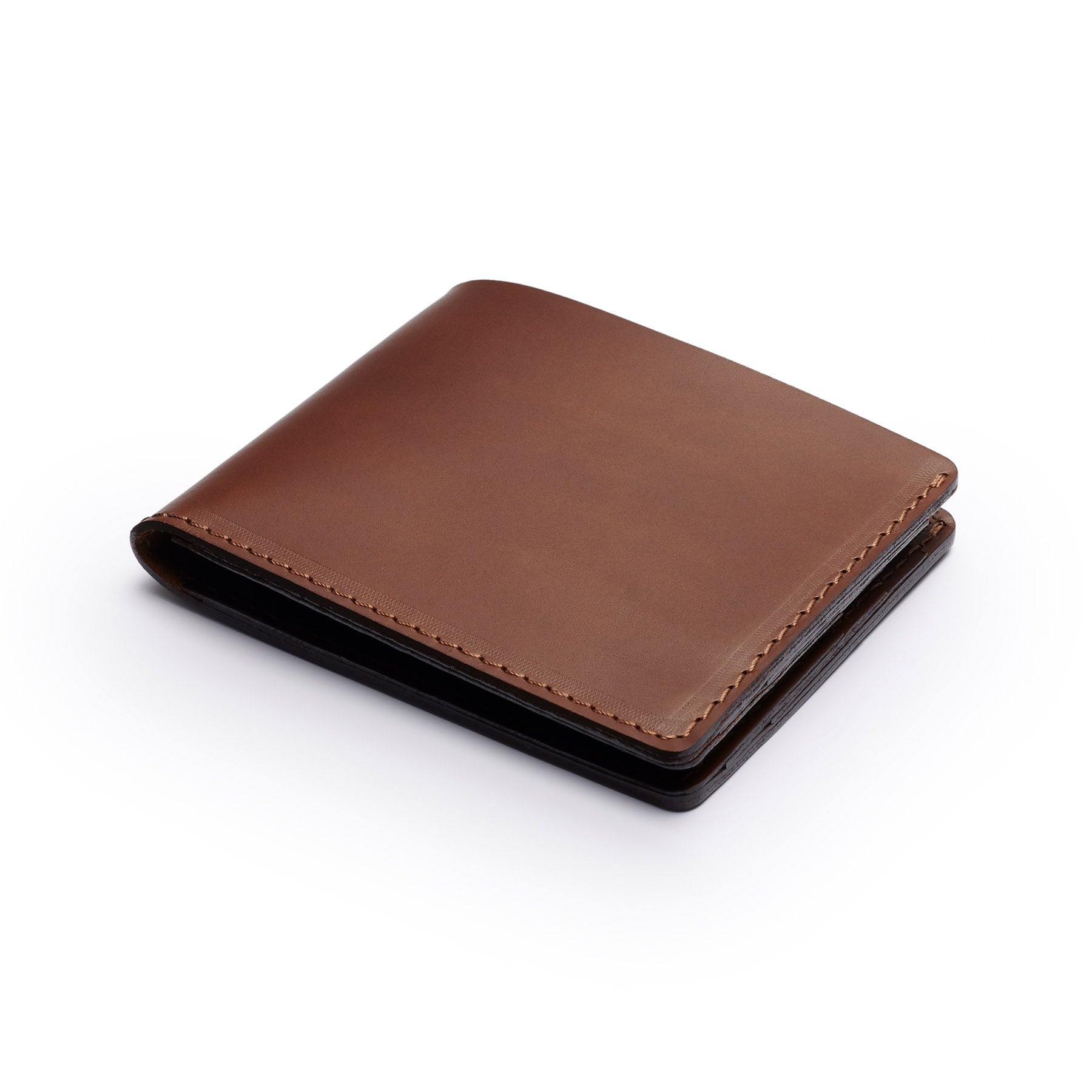Dark Brown full-grain leather traditional wallet, flat lay, angled view — personalised — CarveOn, made in Ireland#Color_Dark Brown