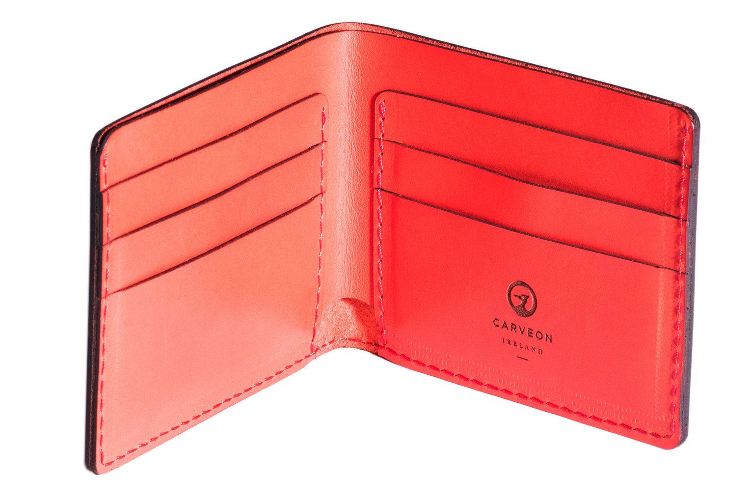 Full-grain leather traditional wallet — personalised — CarveOn, made in Ireland#Color_Red