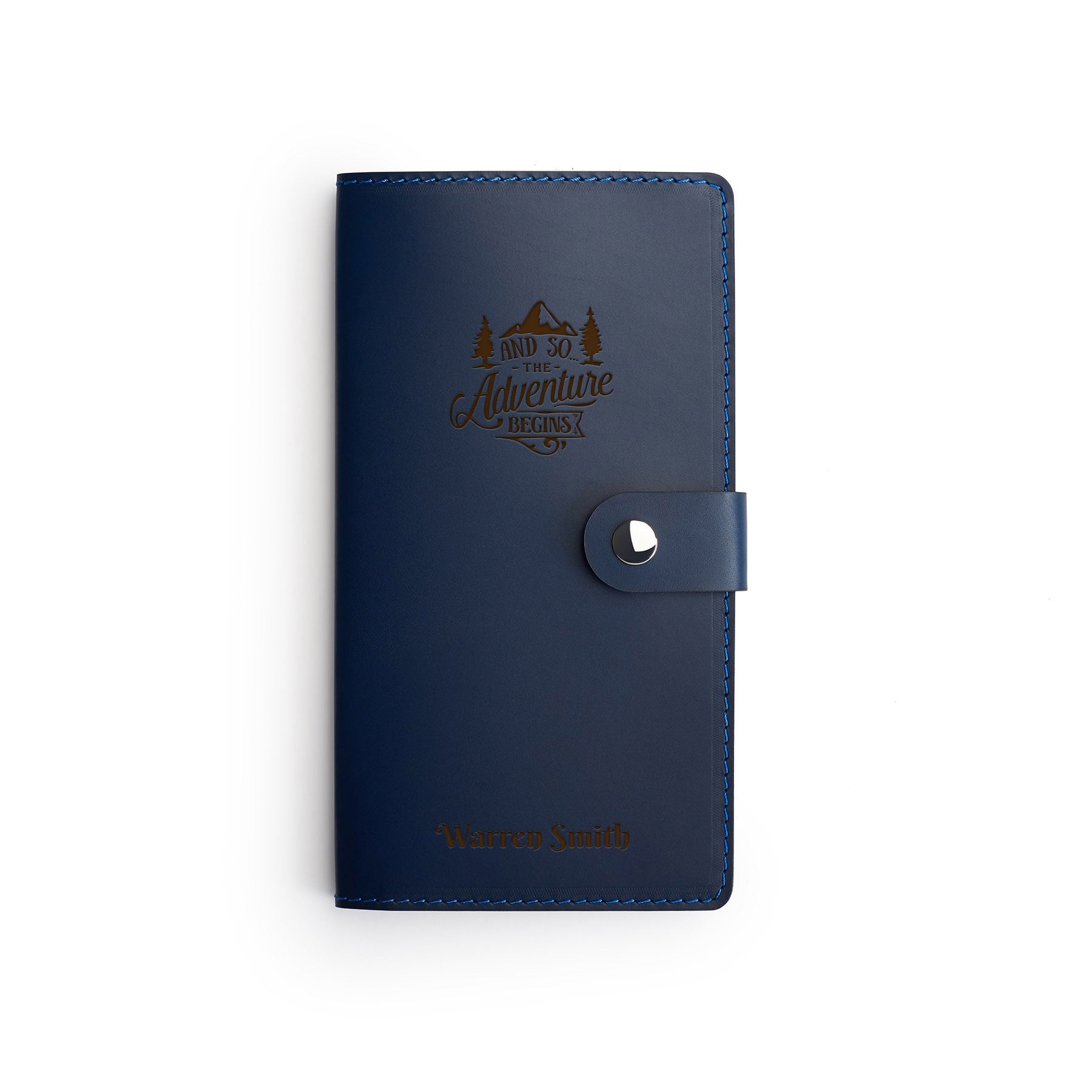 Navy full-grain leather travel wallet — personalised — CarveOn, made in Ireland#Color_Hidden