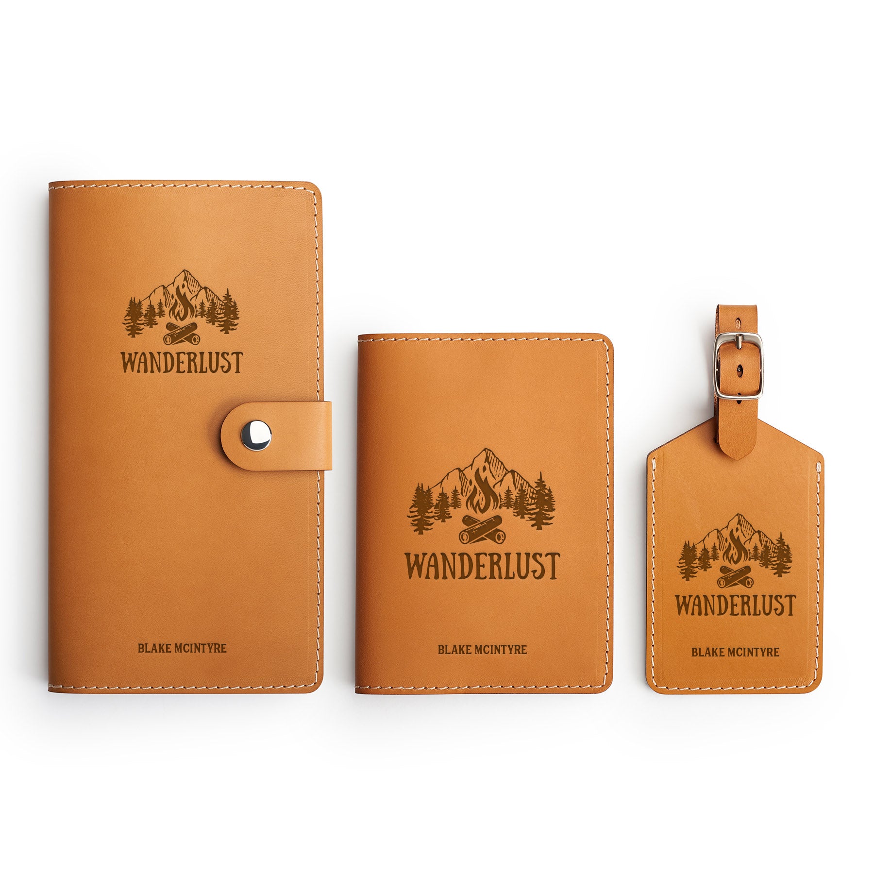 Leather travel gift set — personalised — CarveOn, made in Ireland#Color_Hidden