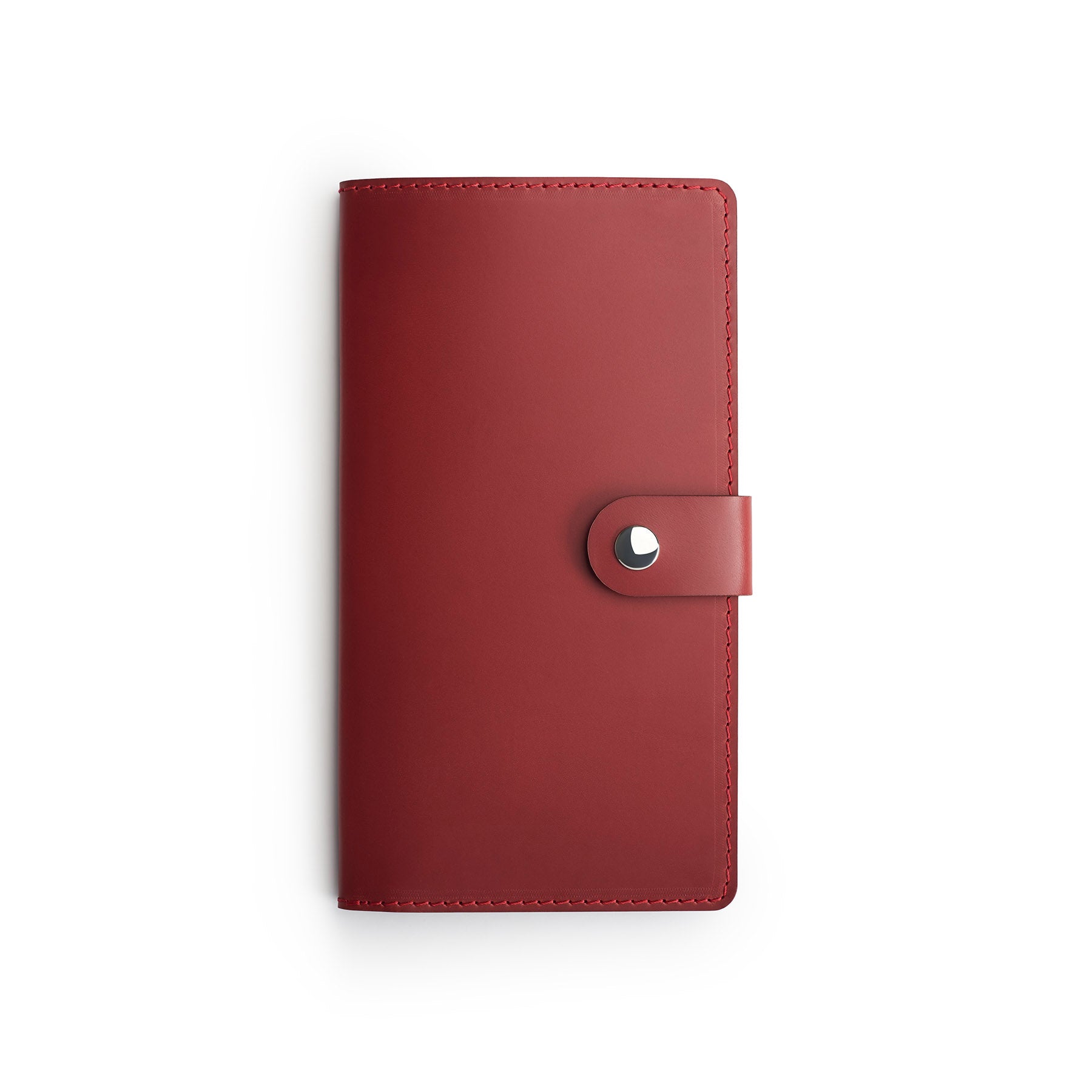 Burgundy full-grain leather travel wallet, flat lay — personalised — CarveOn, made in Ireland#Color_Burgundy