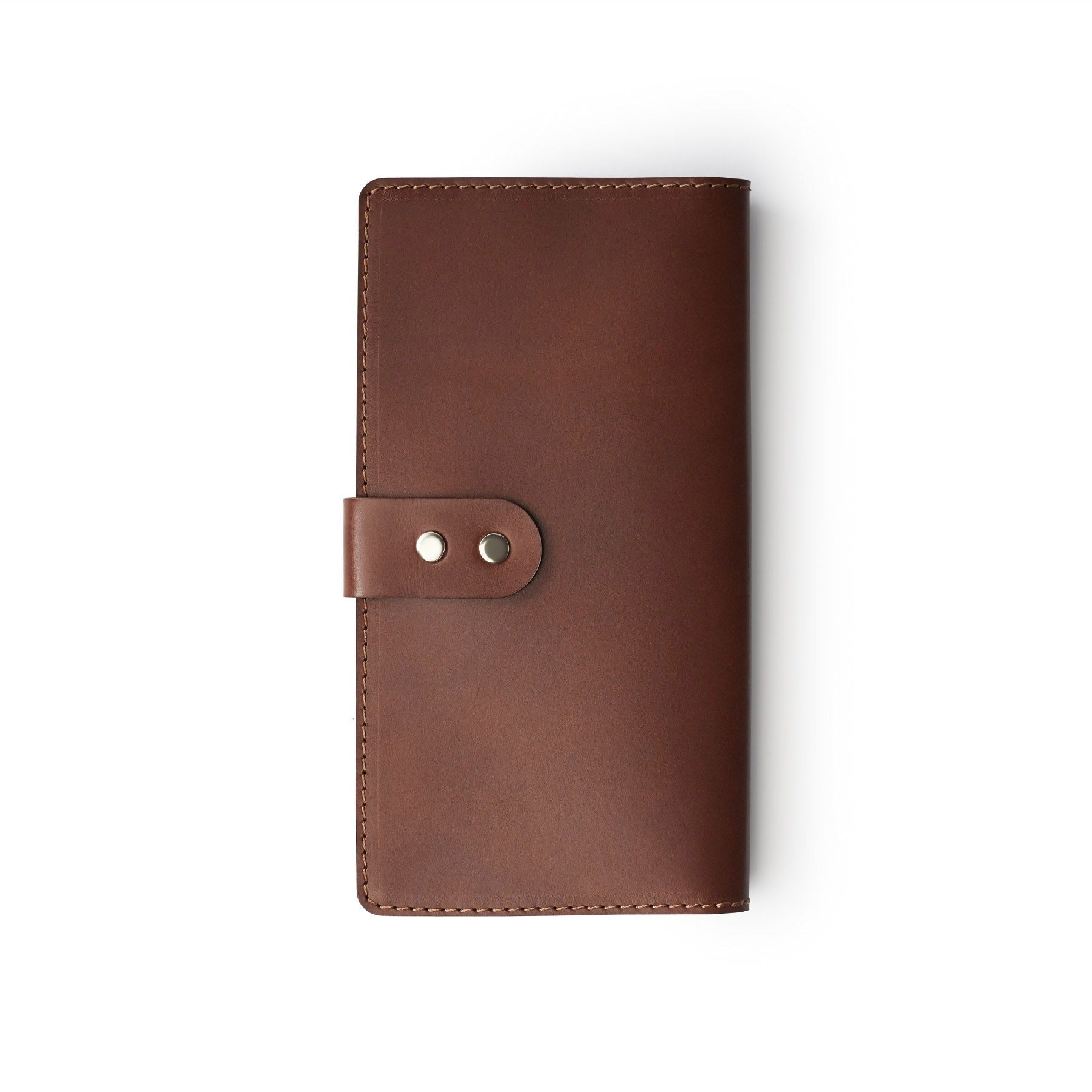 Dark Brown full-grain leather travel wallet, flat lay — personalised — CarveOn, made in Ireland#Color_Dark Brown