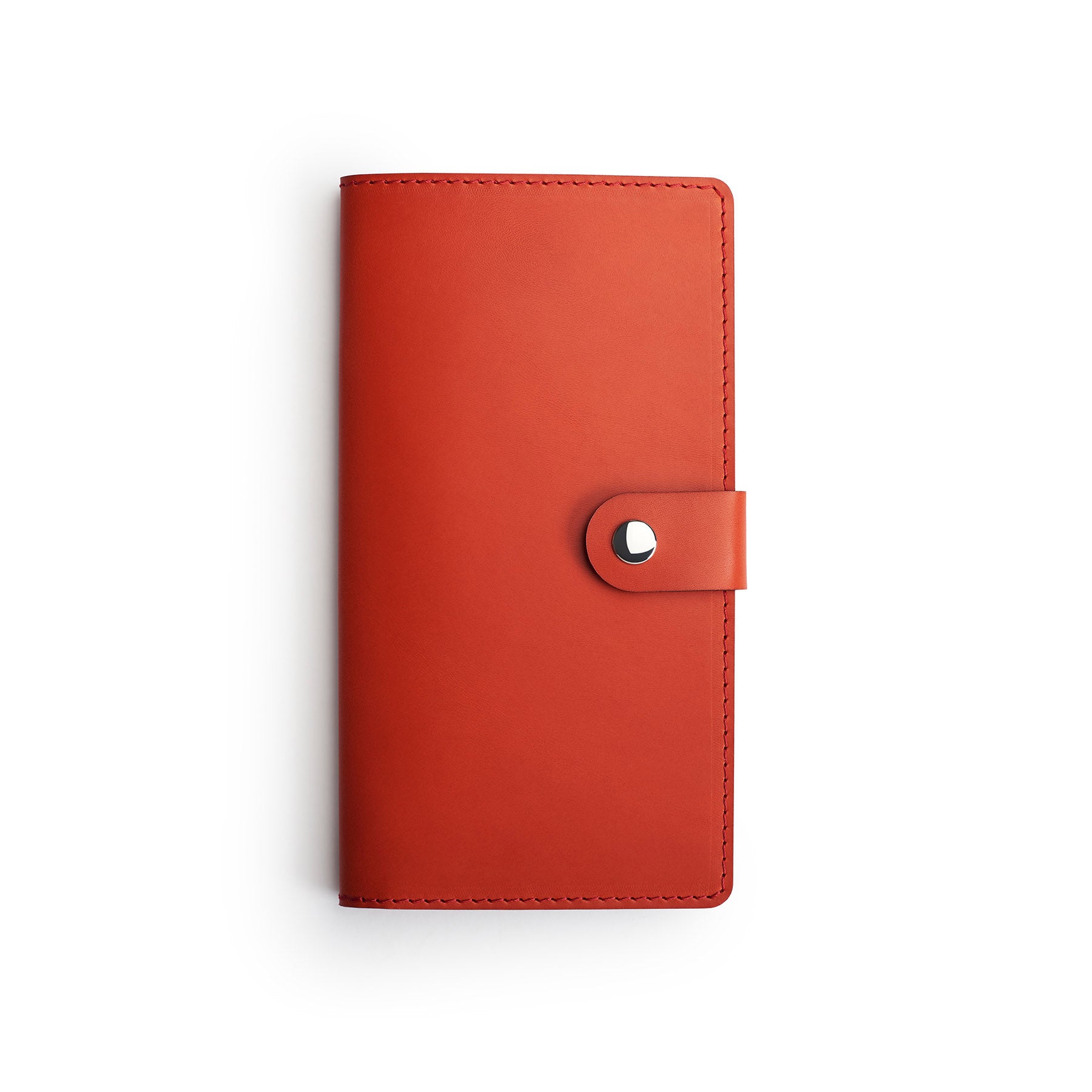 Red full-grain leather travel wallet, flat lay — personalised — CarveOn, made in Ireland#Color_Red