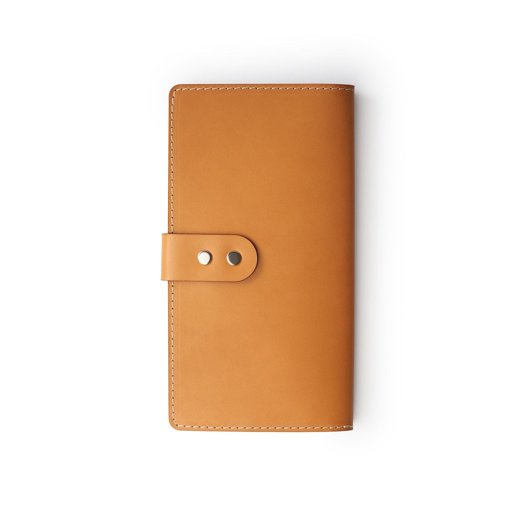 Tan full-grain leather travel wallet, flat lay — personalised — CarveOn, made in Ireland#Color_Tan