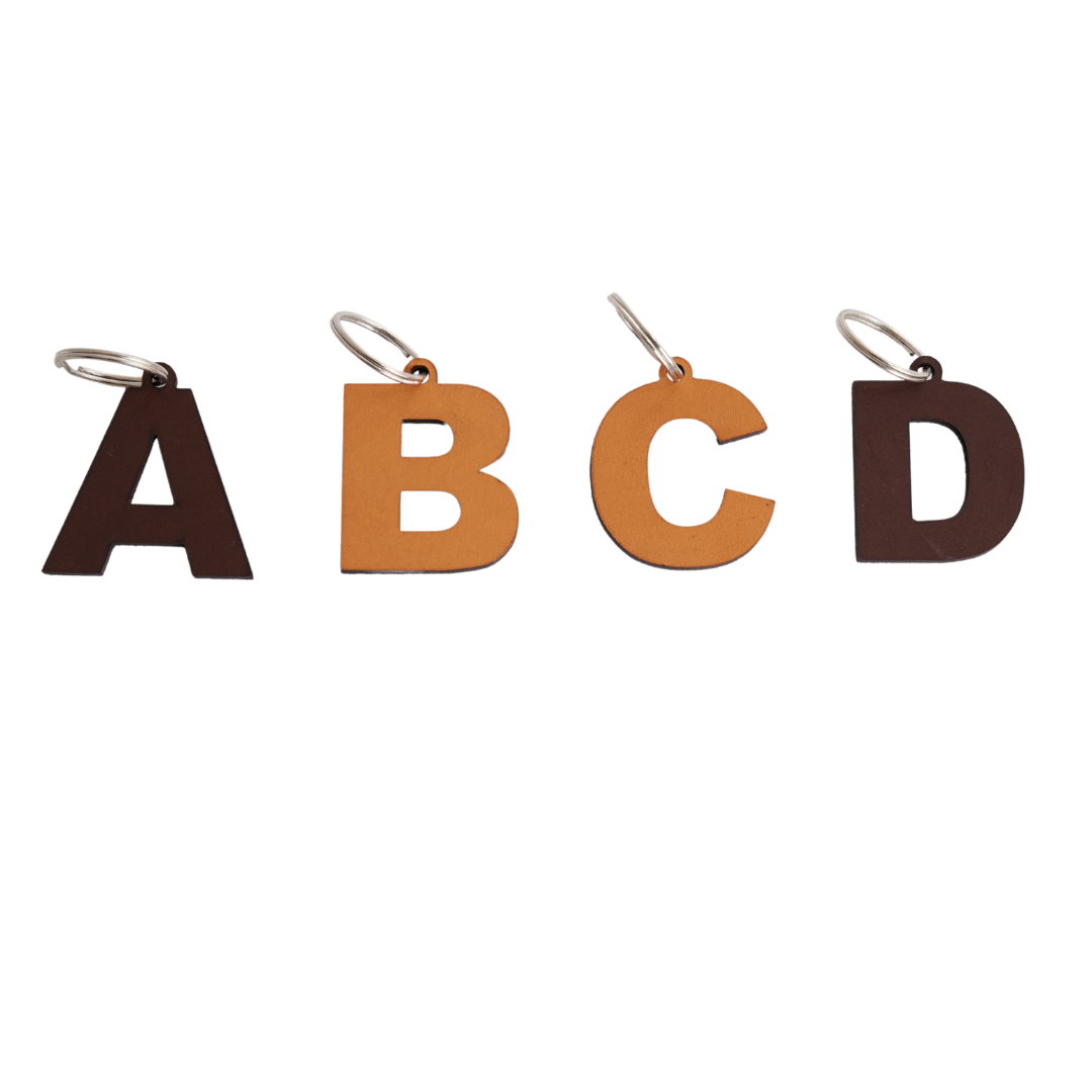 Personalised leather alphabet letter keychain — CarveOn, made in Ireland
