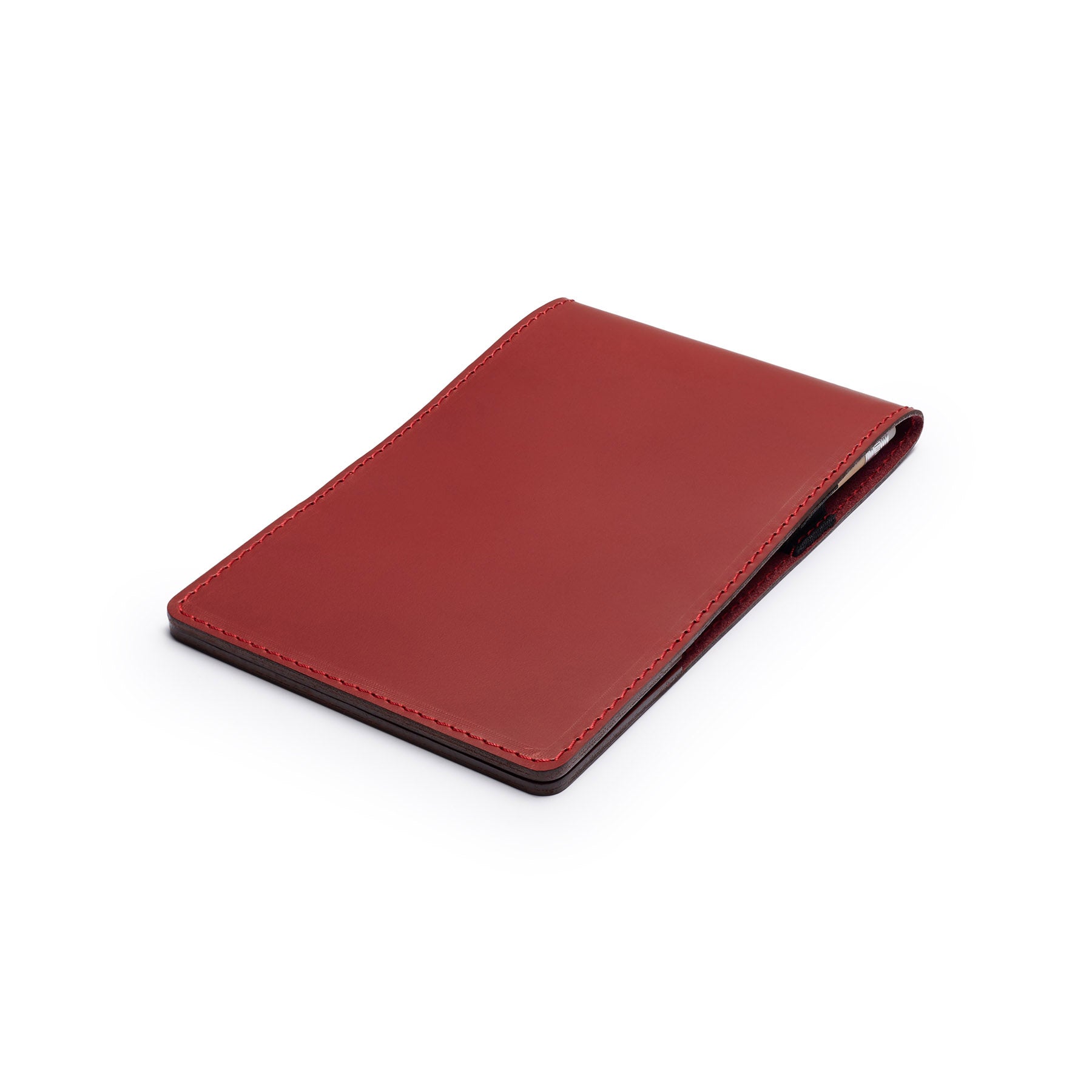 Burgundy leather yardage book cover, flat lay, angled view — personalised golf gift — CarveOn, handmade in Ireland#Color_Burgundy