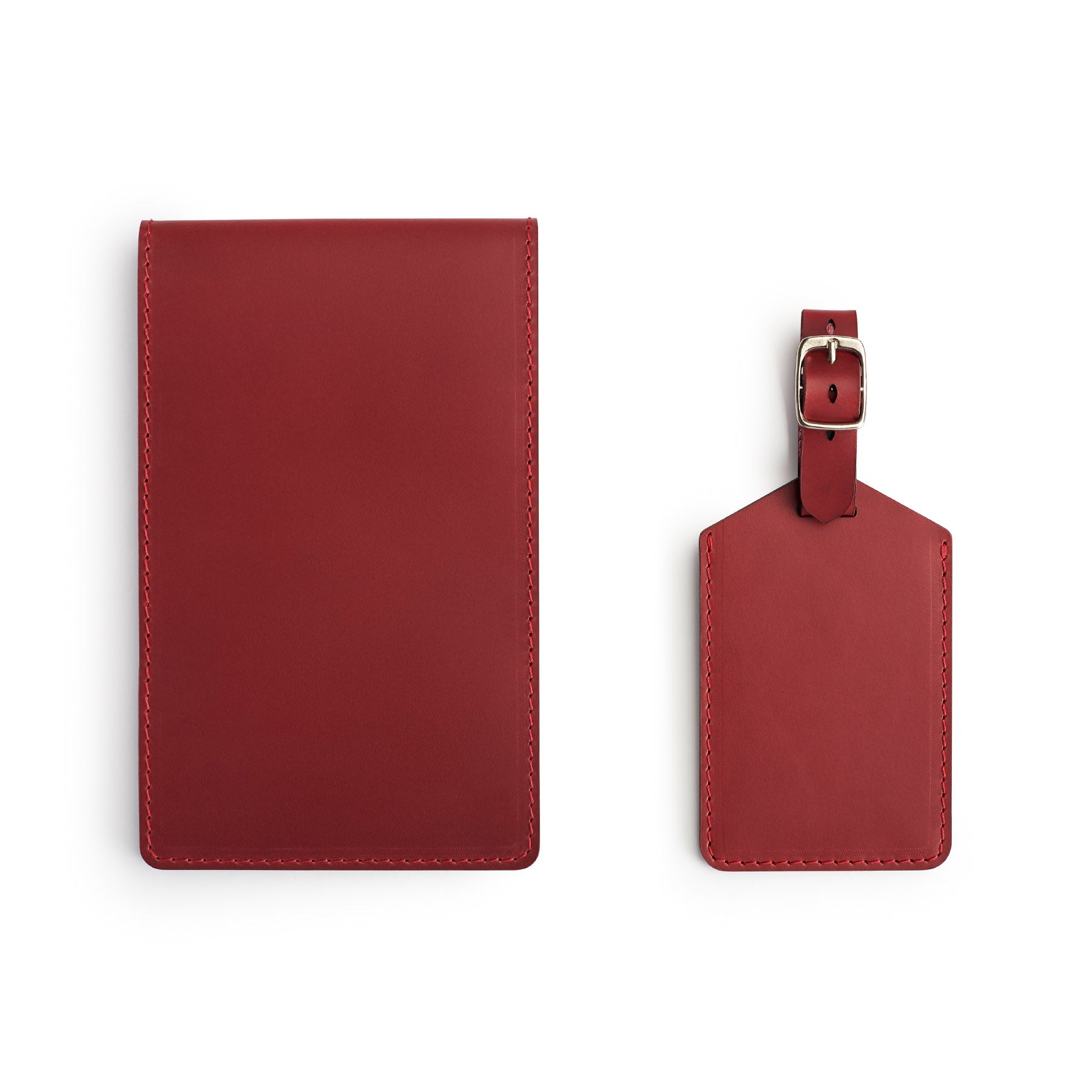 Burgundy leather yardage book cover, flat lay — personalised golf gift — CarveOn, handmade in Ireland#Color_Burgundy