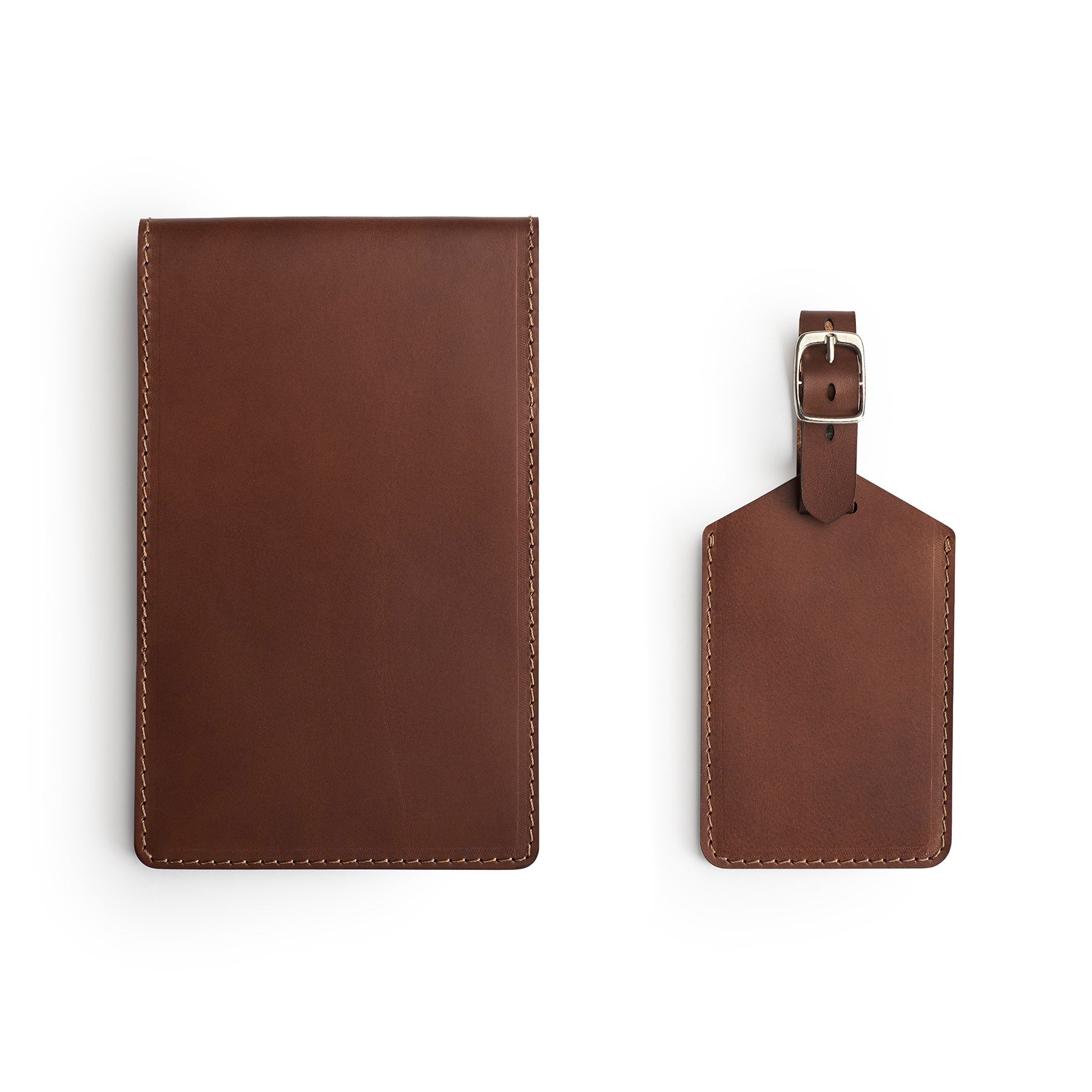 Dark Brown leather yardage book cover, flat lay — personalised golf gift — CarveOn, handmade in Ireland#Color_Dark Brown