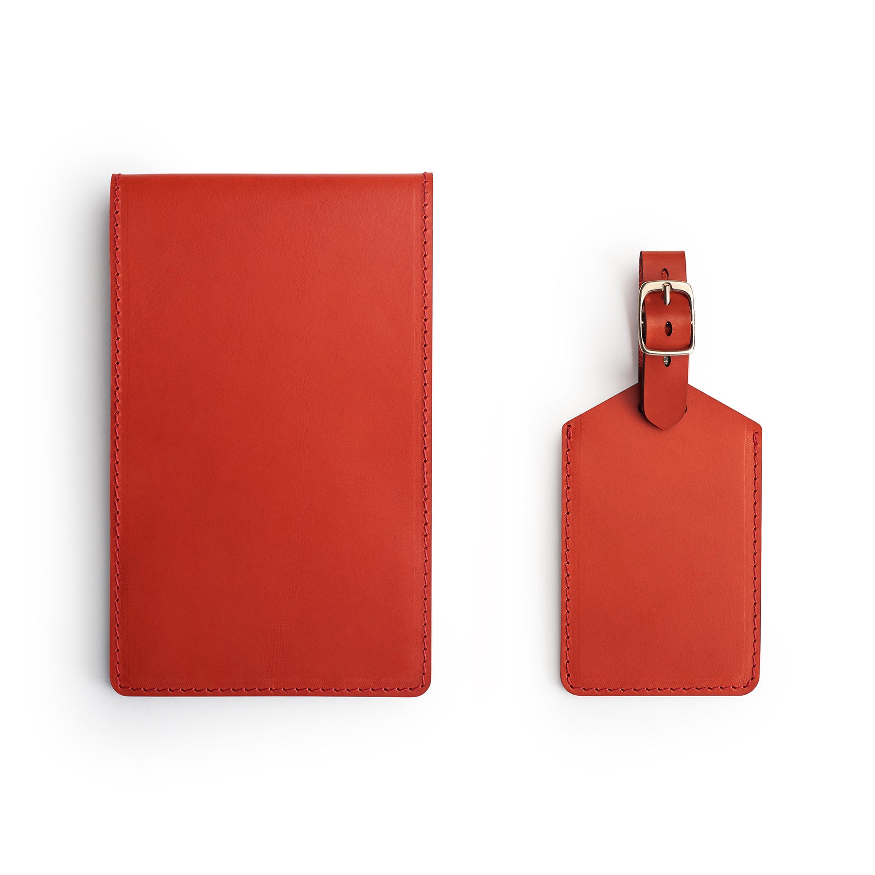 Red leather yardage book cover, flat lay — personalised golf gift — CarveOn, handmade in Ireland#Color_Red