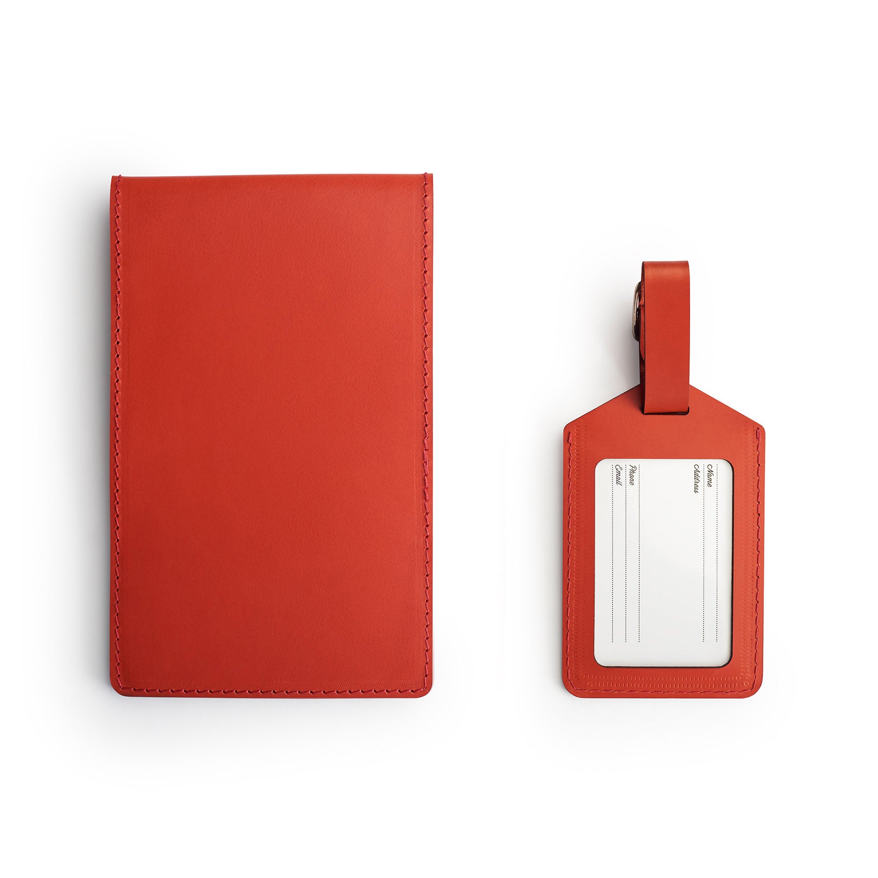 Red leather yardage book cover, flat lay — personalised golf gift — CarveOn, handmade in Ireland#Color_Red