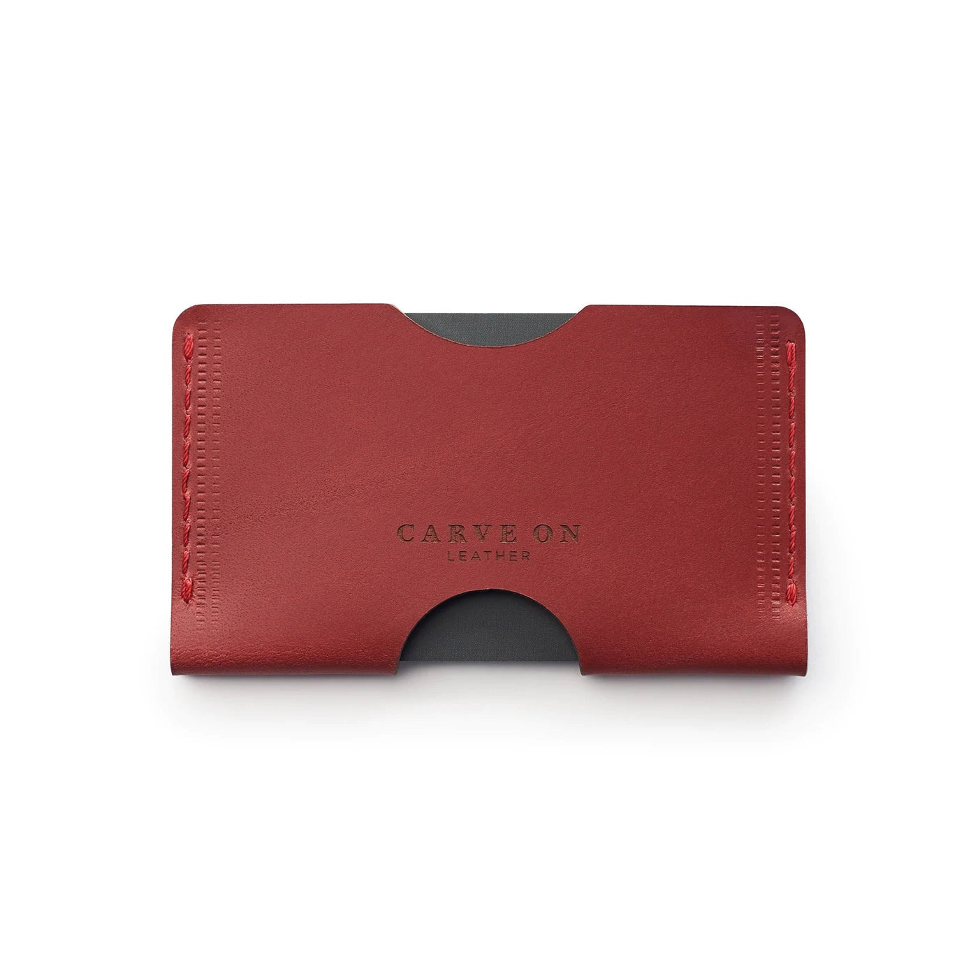 Full-grain leather landscape card holder — personalised — CarveOn, made in Ireland#Color_Burgundy